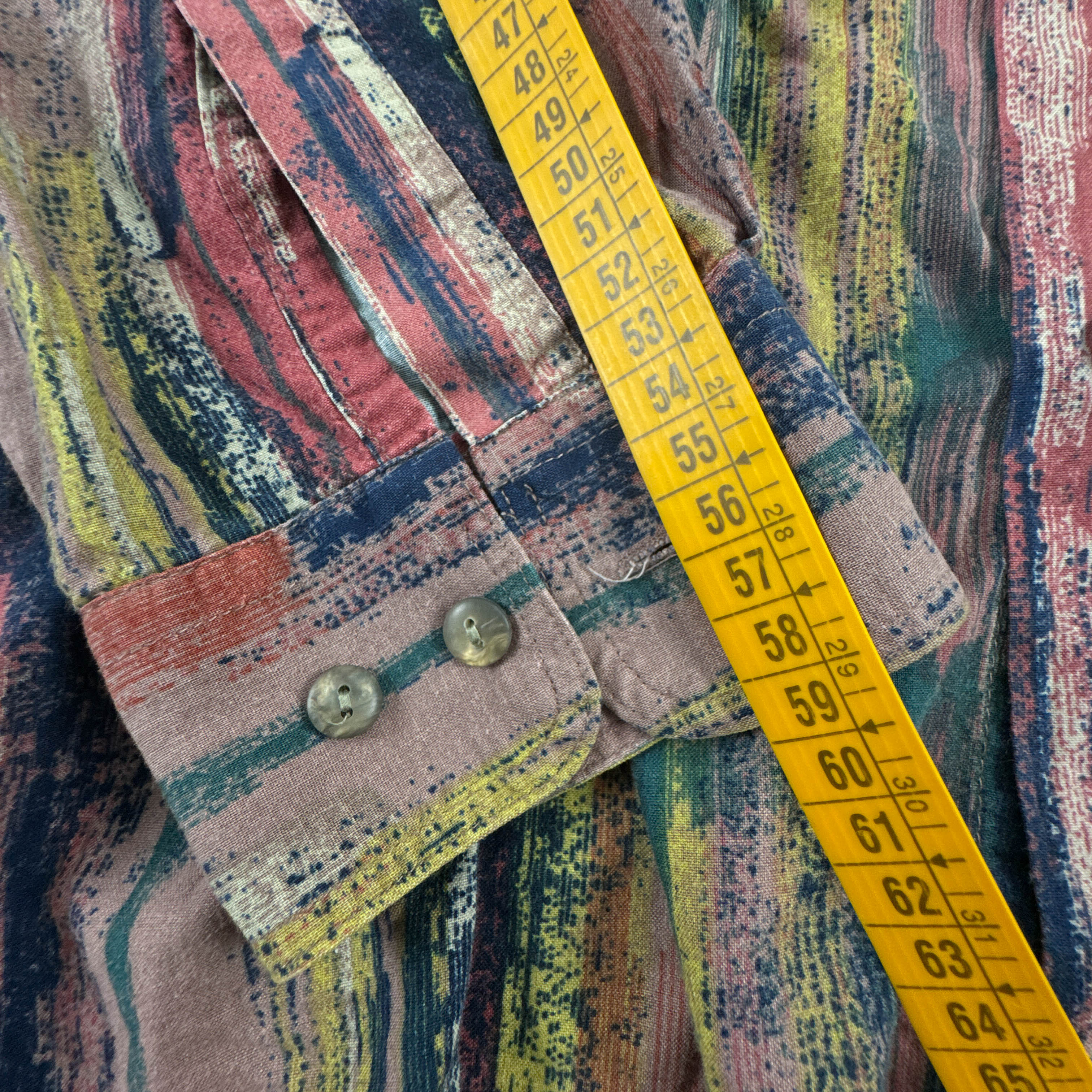 Camicia Vintage multicolore con fantasia astratta anni 80 90 - Taglia L/XL uomo