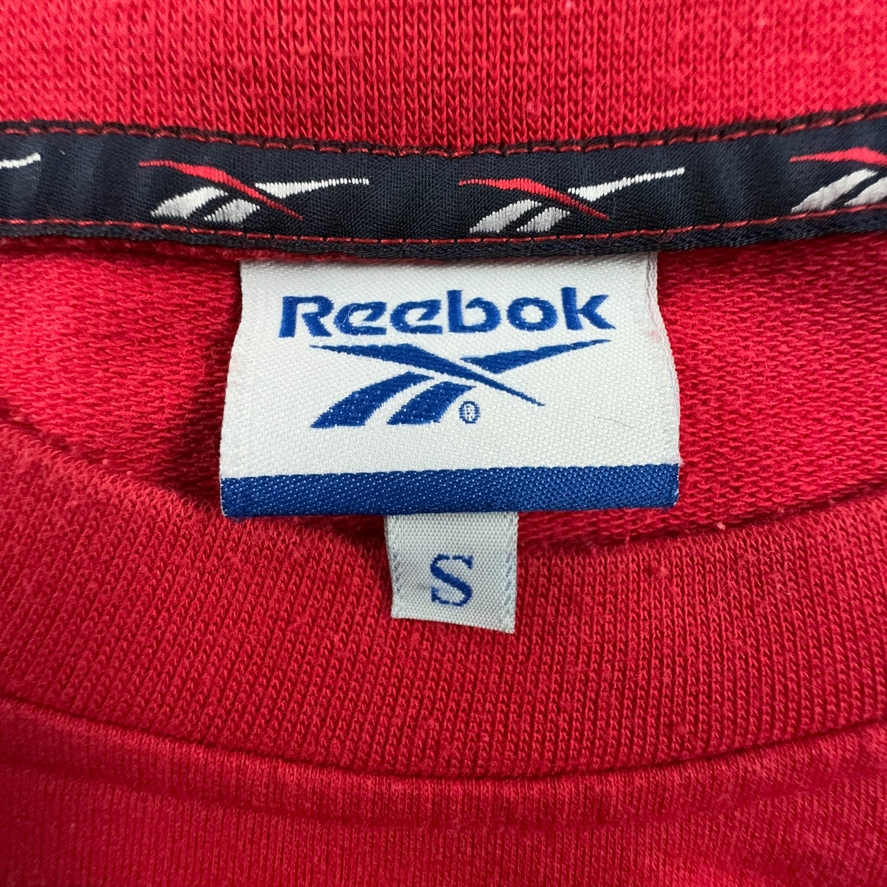 Felpa Reebok Vintage rossa a girocollo in cotone anni 90 - Taglia S/M uomo