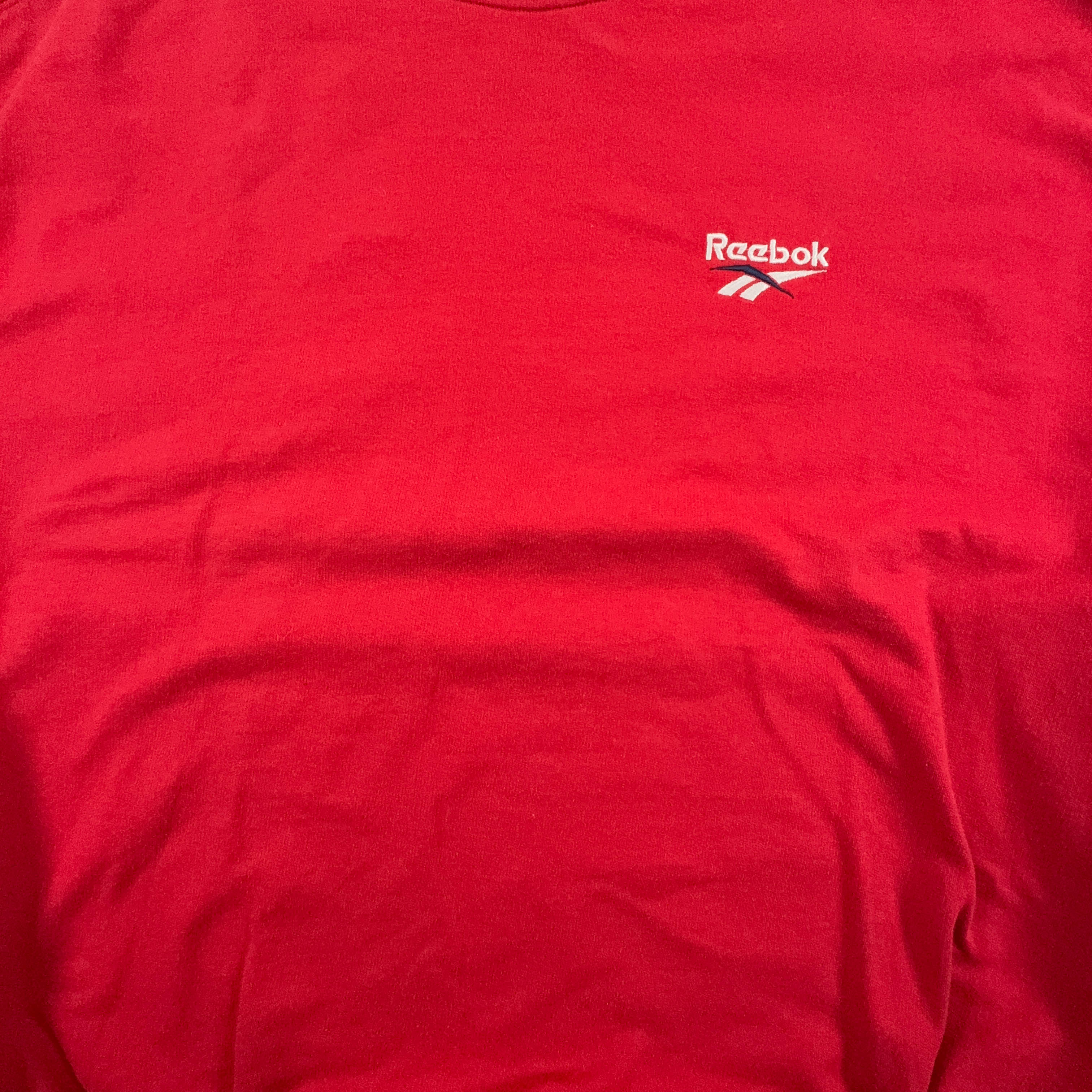 Felpa Reebok Vintage rossa a girocollo in cotone anni 90 - Taglia S/M uomo