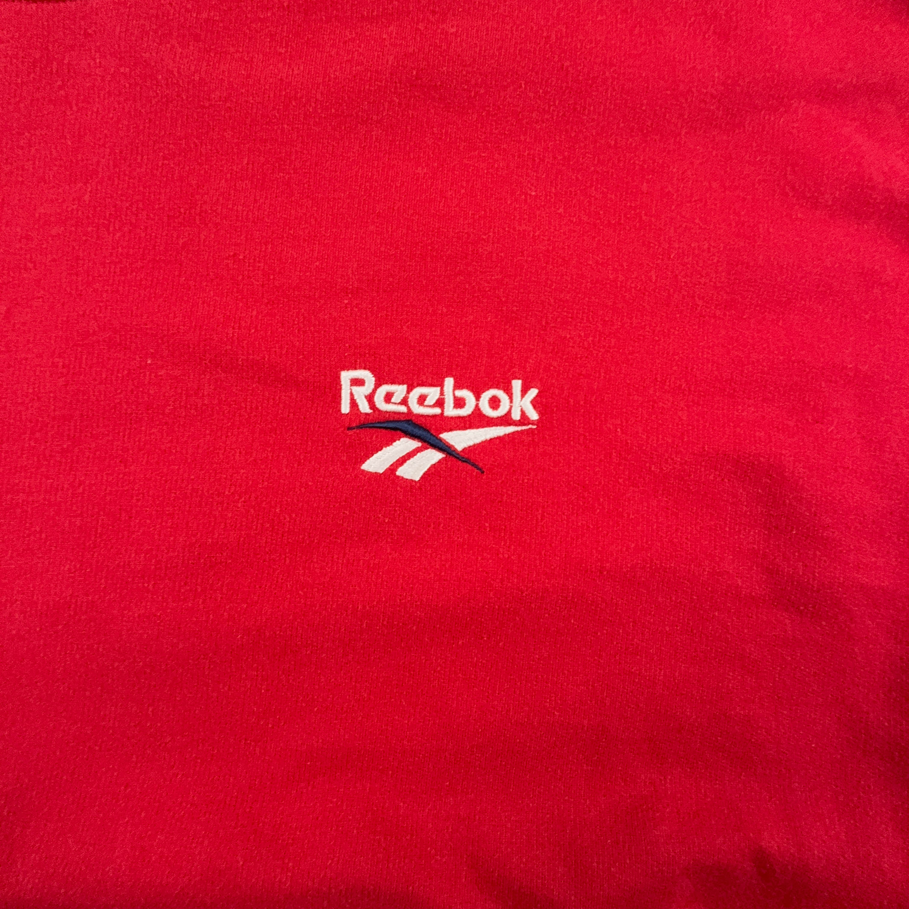 Felpa Reebok Vintage rossa a girocollo in cotone anni 90 - Taglia S/M uomo