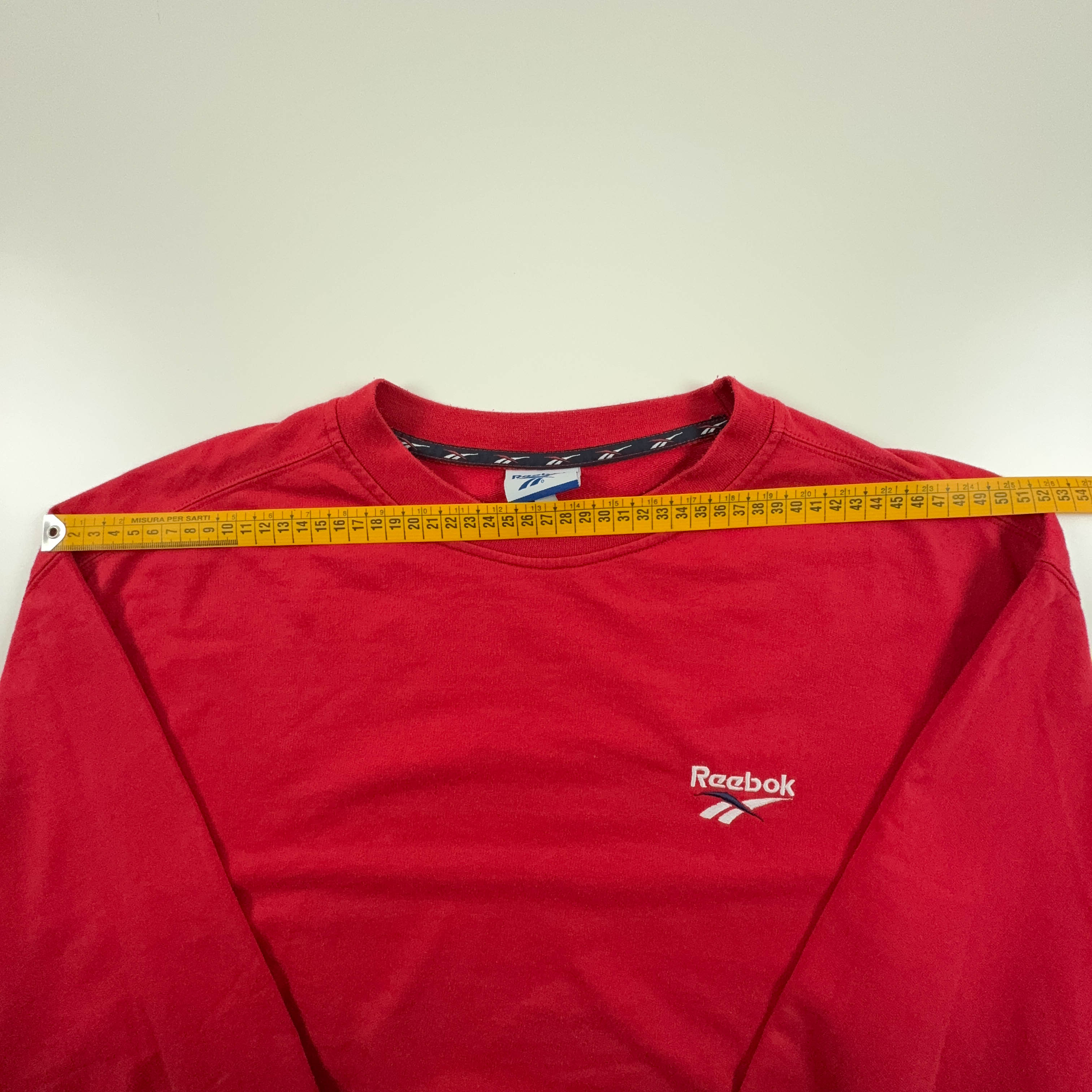 Felpa Reebok Vintage rossa a girocollo in cotone anni 90 - Taglia S/M uomo