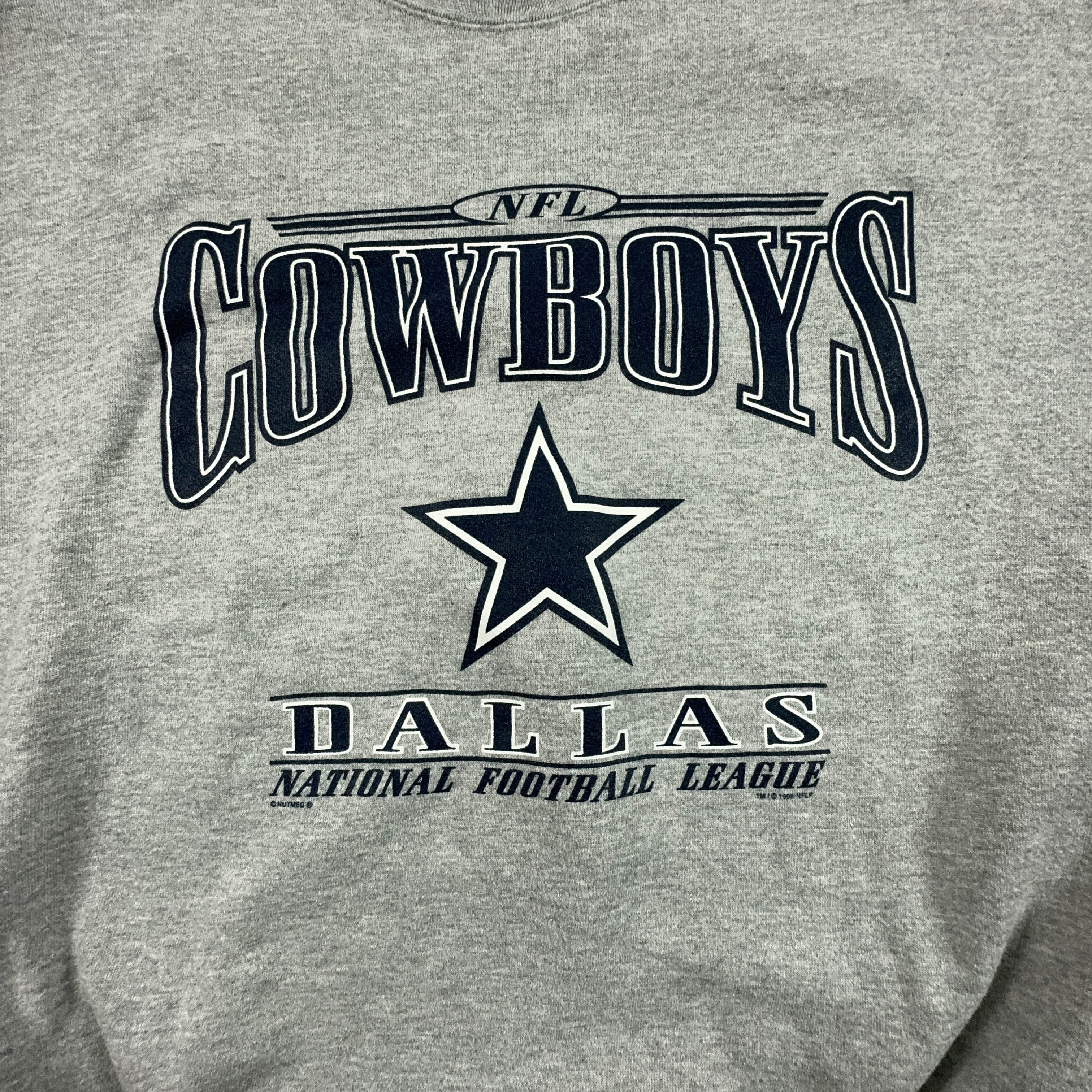 Felpa Lee Cowboys Dallas Vintage grigia a girocollo con stampa Made in USA - Taglia XL/XXL uomo