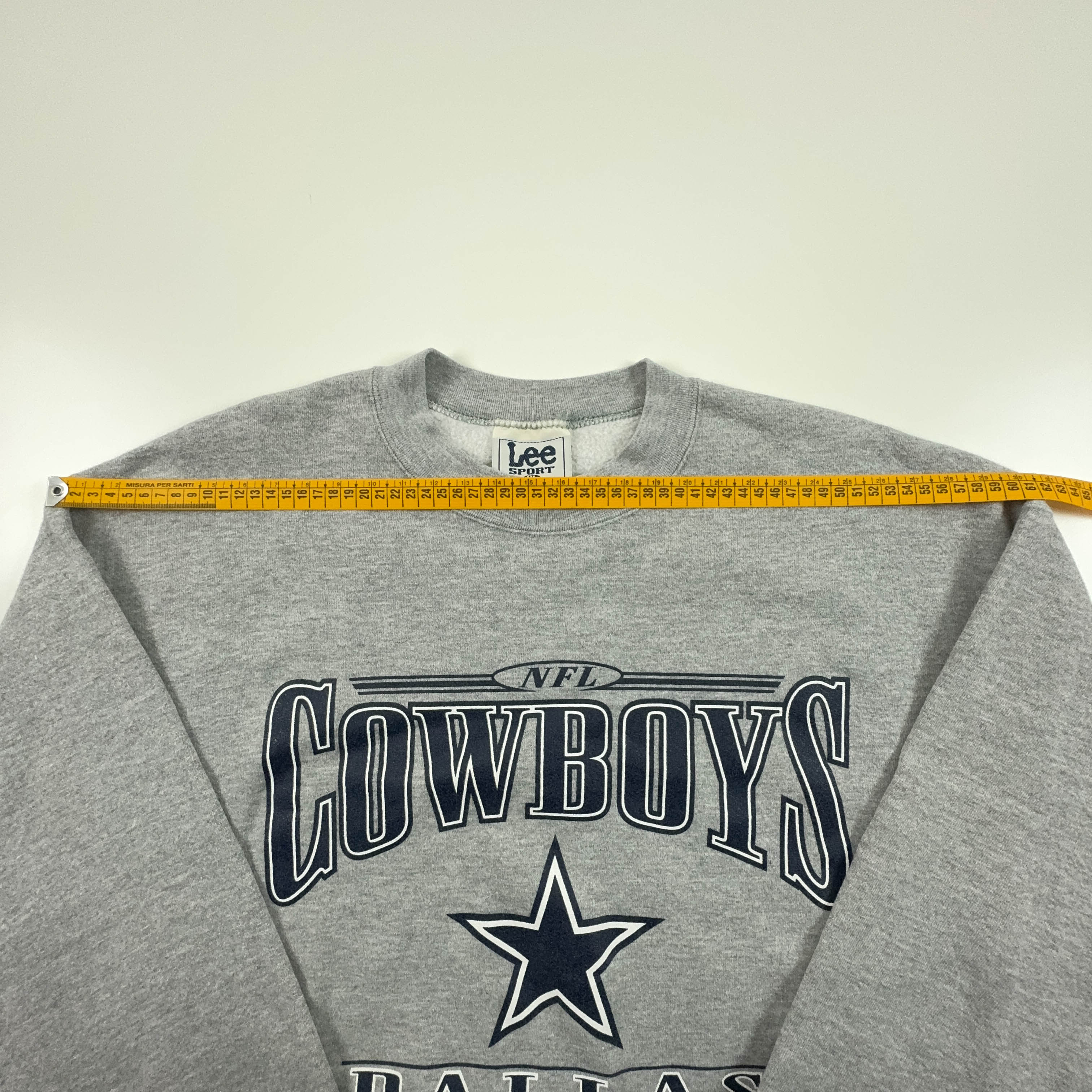 Felpa Lee Cowboys Dallas Vintage grigia a girocollo con stampa Made in USA - Taglia XL/XXL uomo