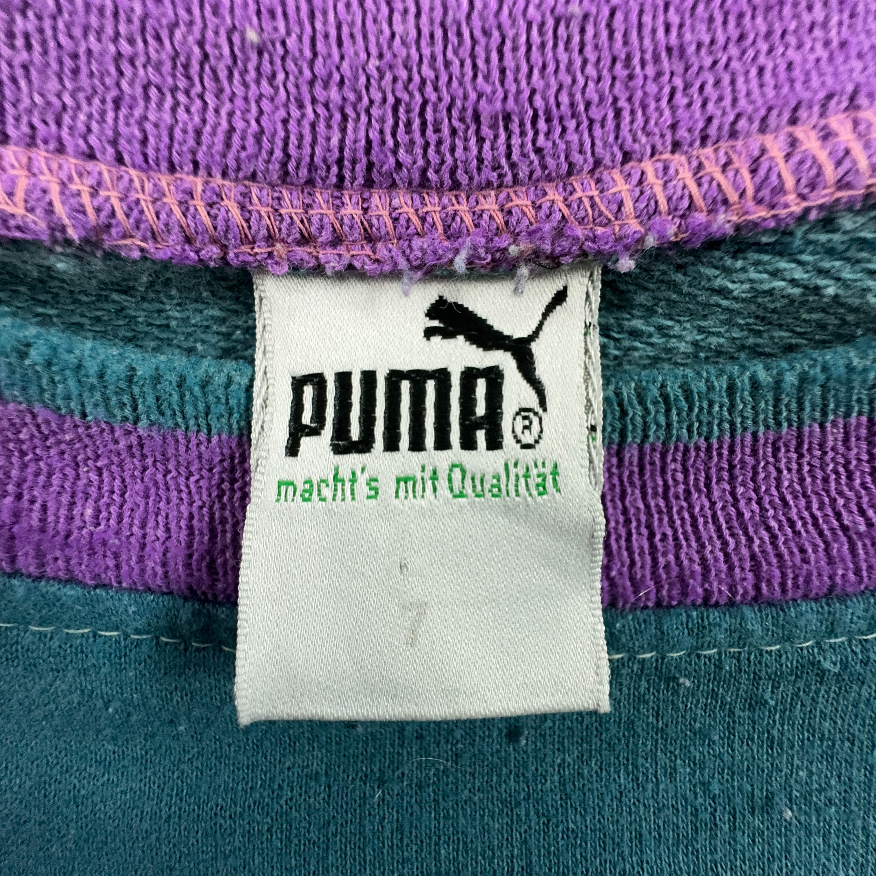 Felpa Puma Vintage blu verde a girocollo con stampa anni 90 - Taglia 7 L uomo