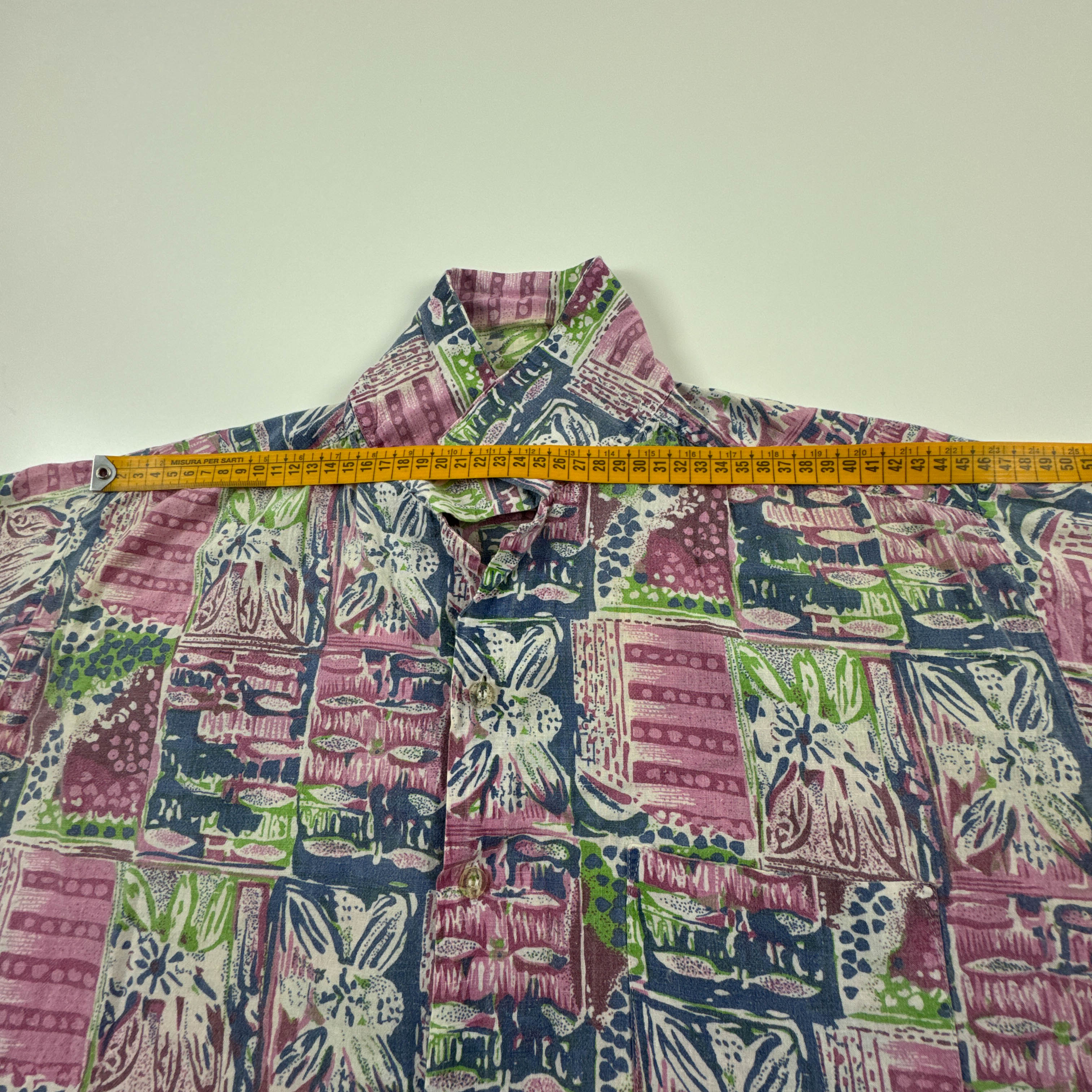 Camicia Vintage multicolore fantasia astratta in cotone anni 80 90 - Taglia M uomo