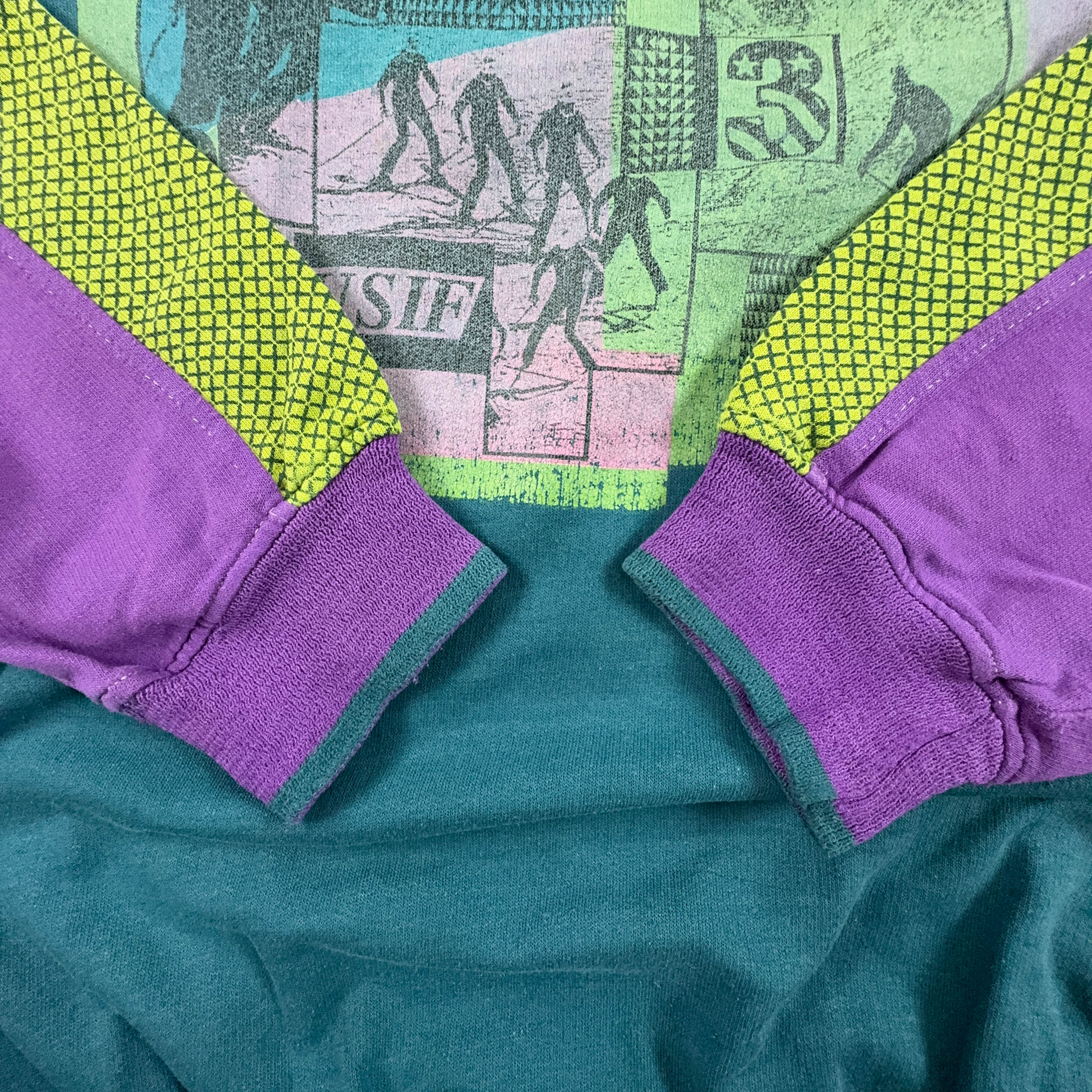 Felpa Puma Vintage blu verde a girocollo con stampa anni 90 - Taglia 7 L uomo