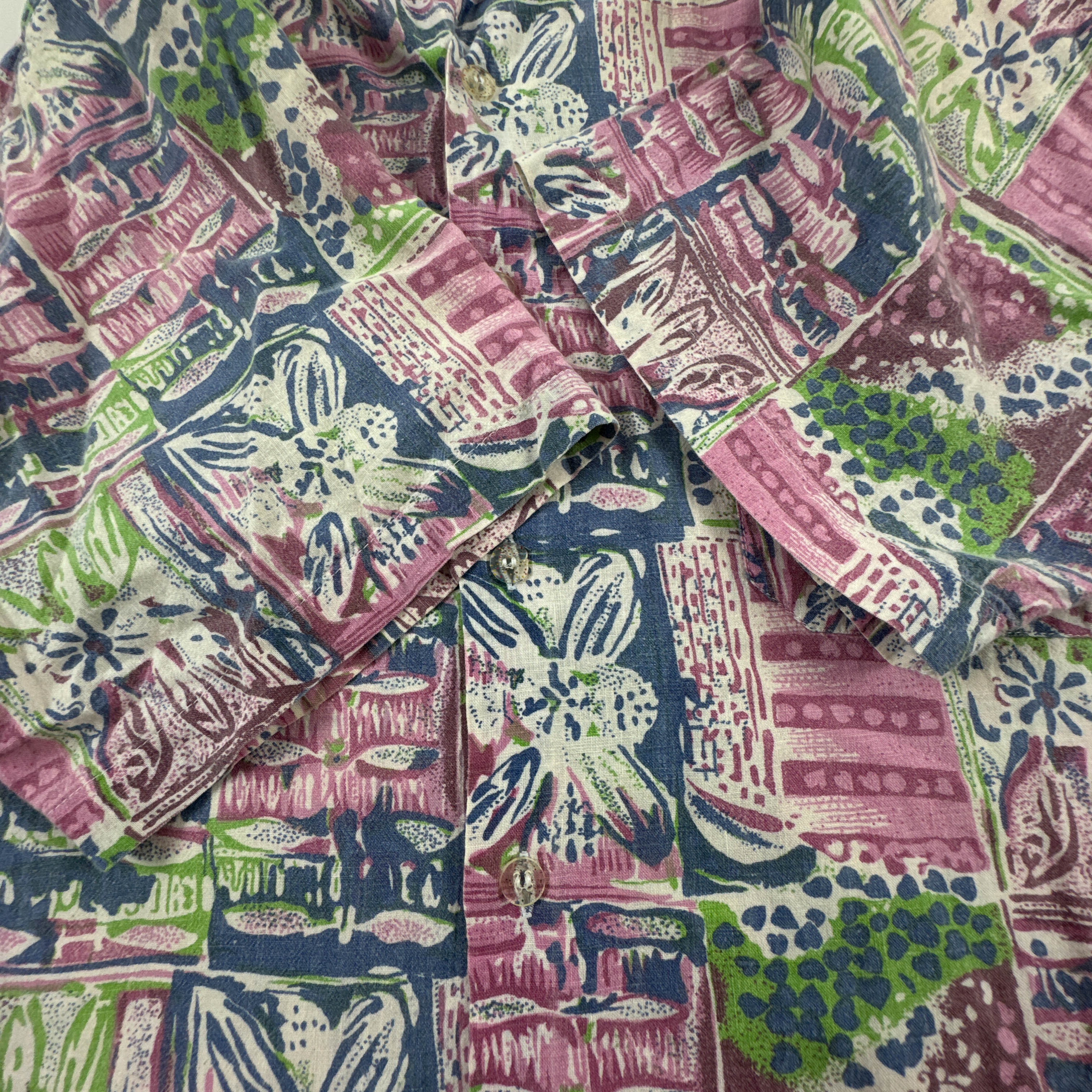 Camicia Vintage multicolore fantasia astratta in cotone anni 80 90 - Taglia M uomo