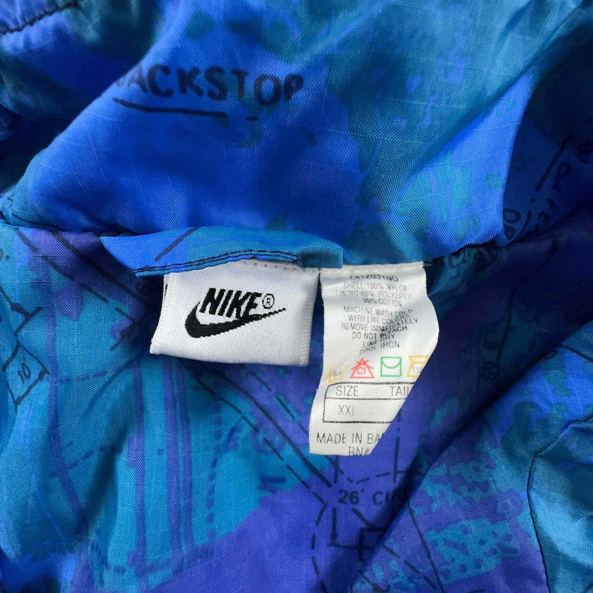 Giacca a vento Nike Vintage anni 90 blu a fantasia - Taglia XXL uomo