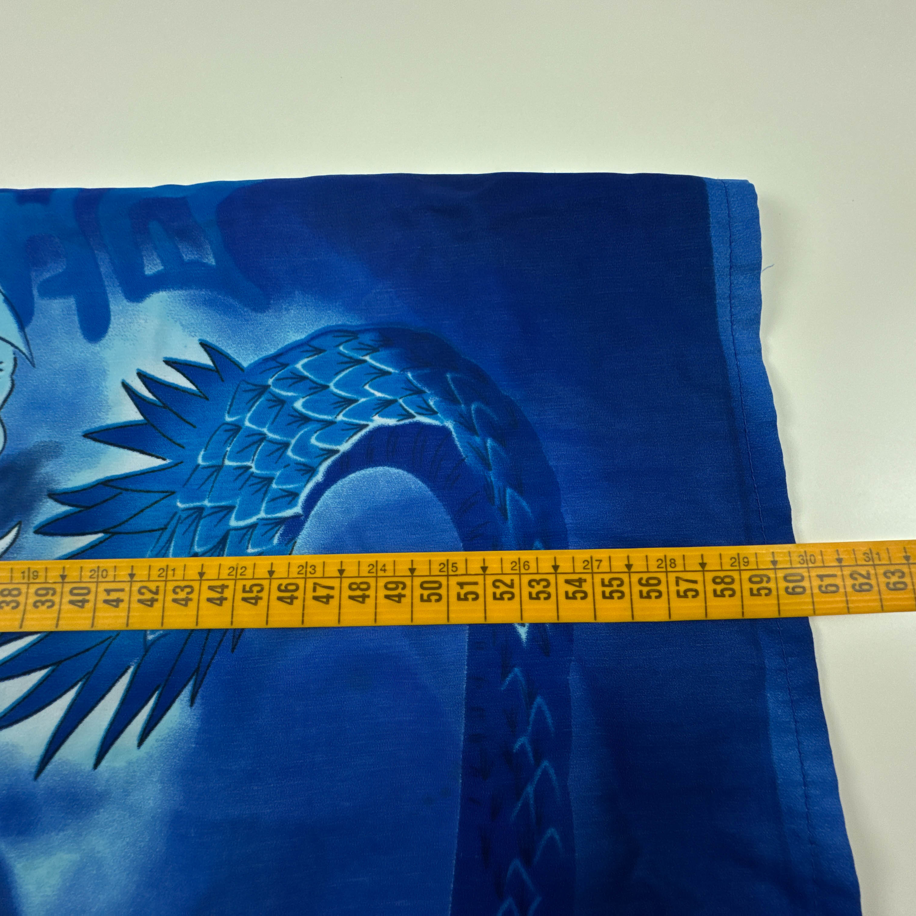 Camicia Vintage blu con stampa dragone all over anni 80 90 - Taglia XS uomo