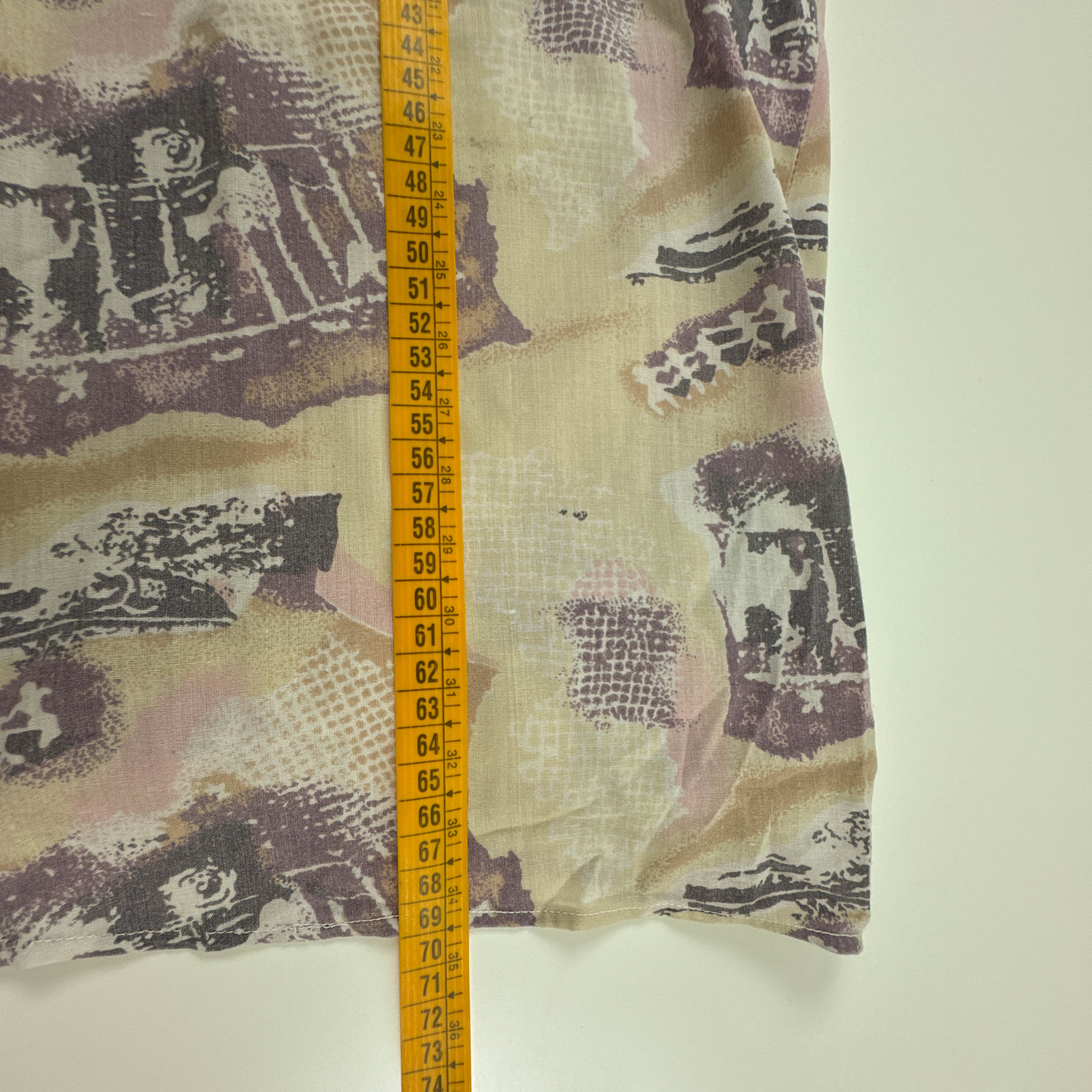 Camicia Vintage beige con fantasia astratta multicolore anni 80 90 - Taglia L uomo