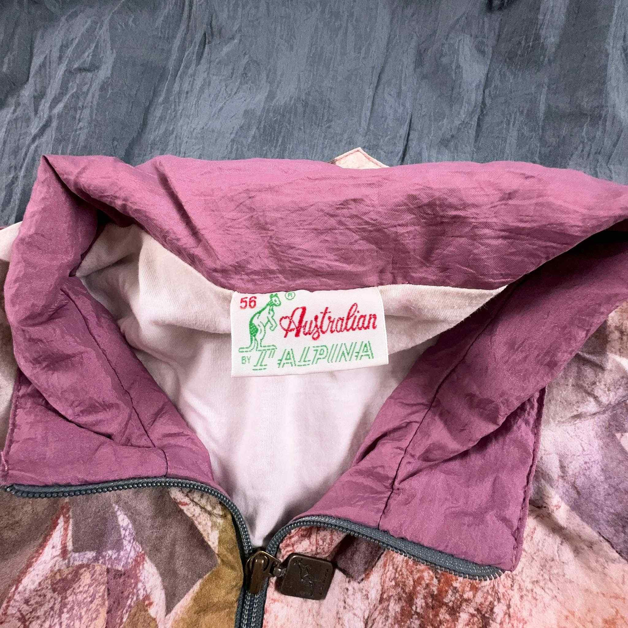 Giacca a vento Australian Alpina Vintage grigia a fantasia - Taglia XL/XXL uomo