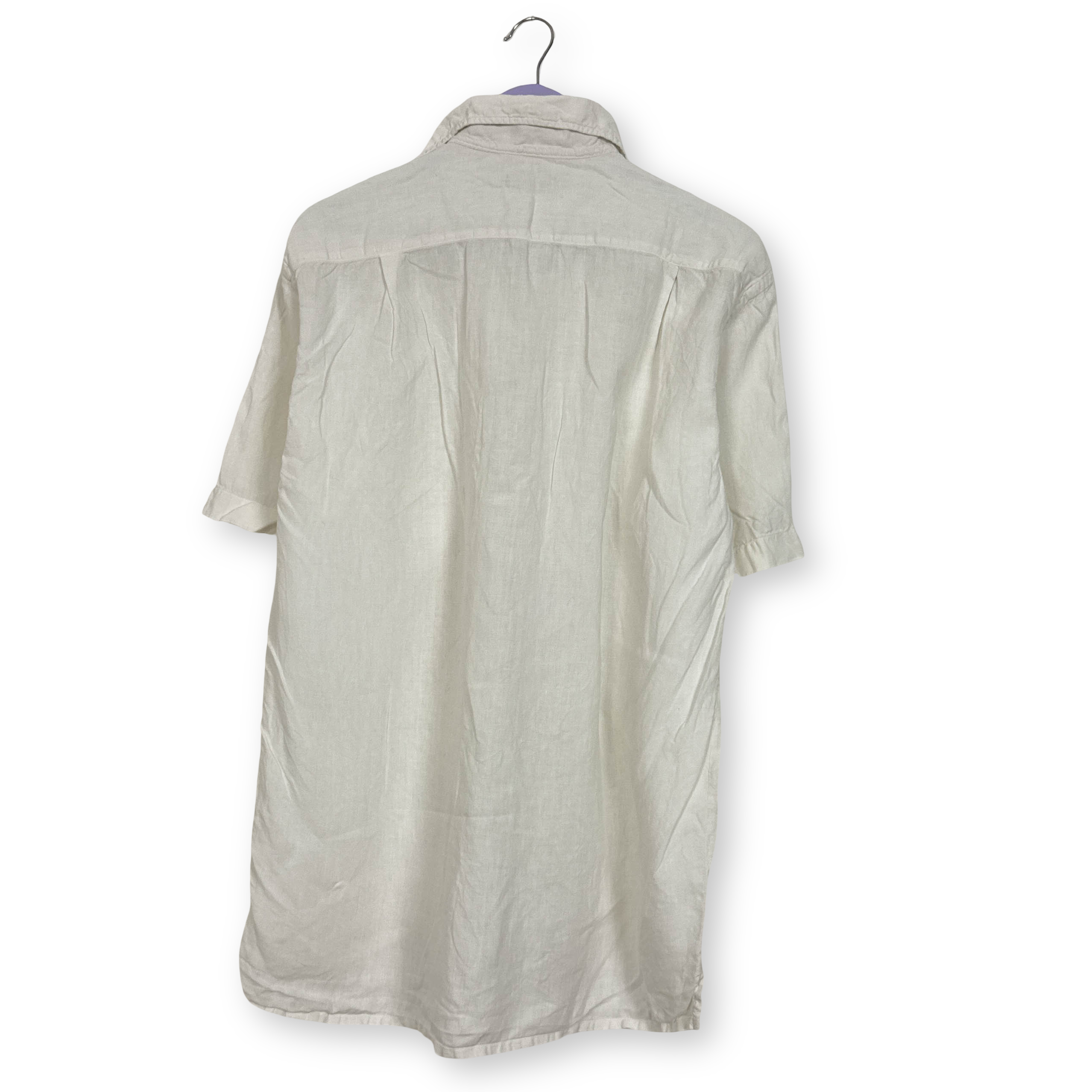 Camicia Napapijri bianca 100% lino a tinta unita - Taglia L uomo