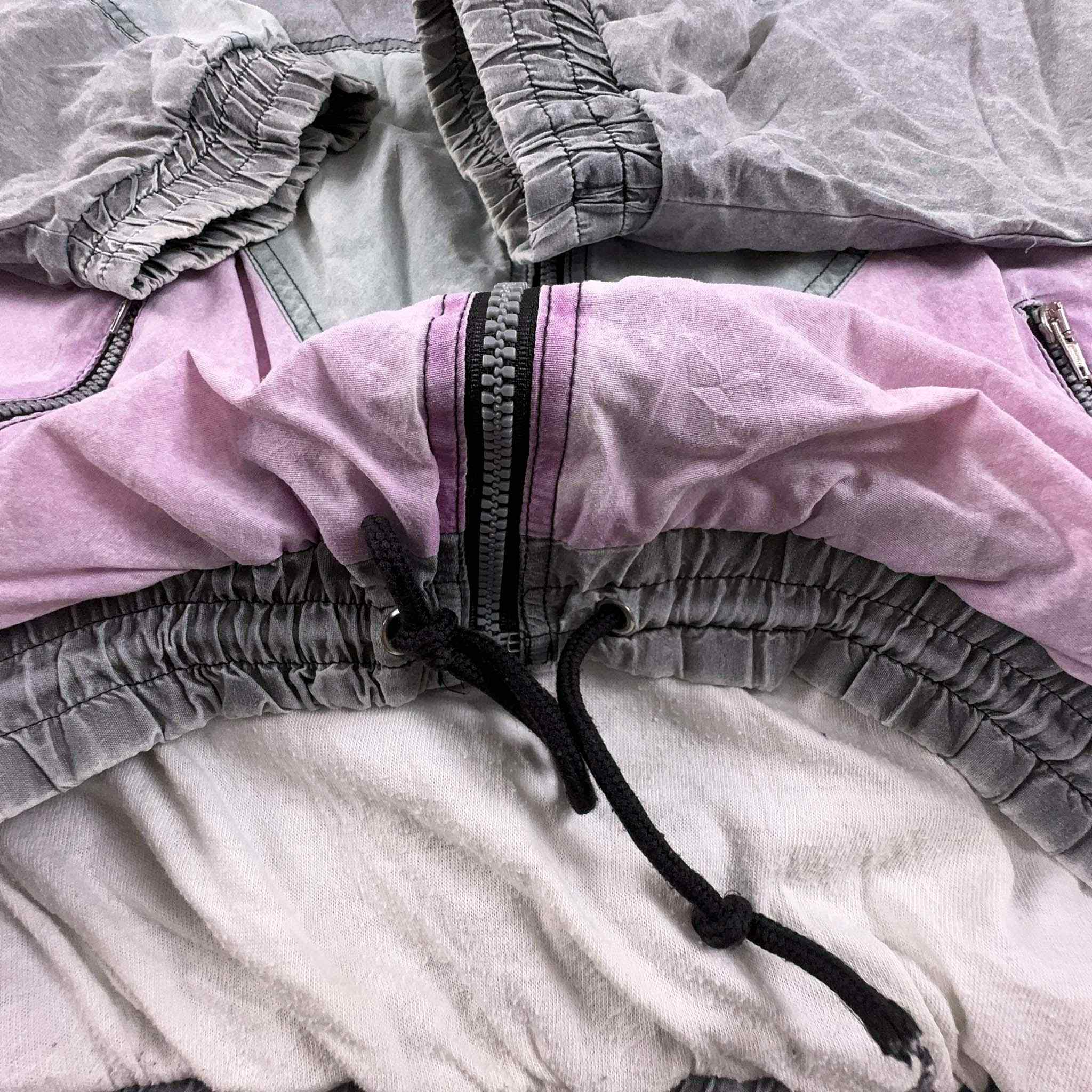 Crazy Style Vintage Windbreaker Jacket Grey & Pink - Size L Men