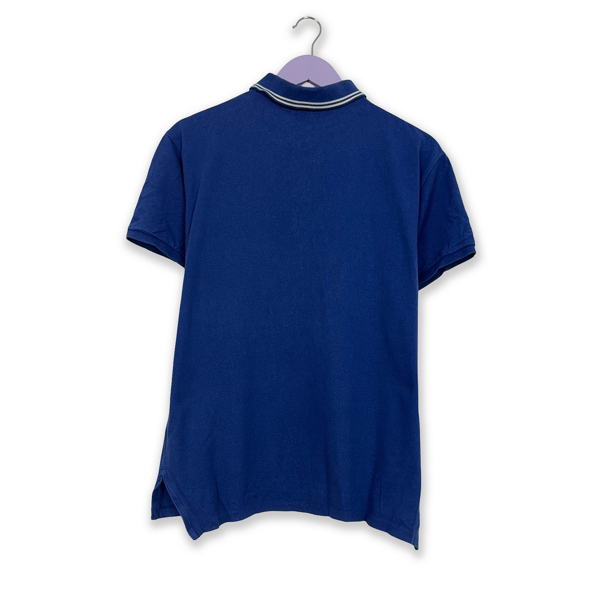 Polo Ralph Lauren azzurro scuro tinta unita in cotone custom fit - Taglia M/L uomo