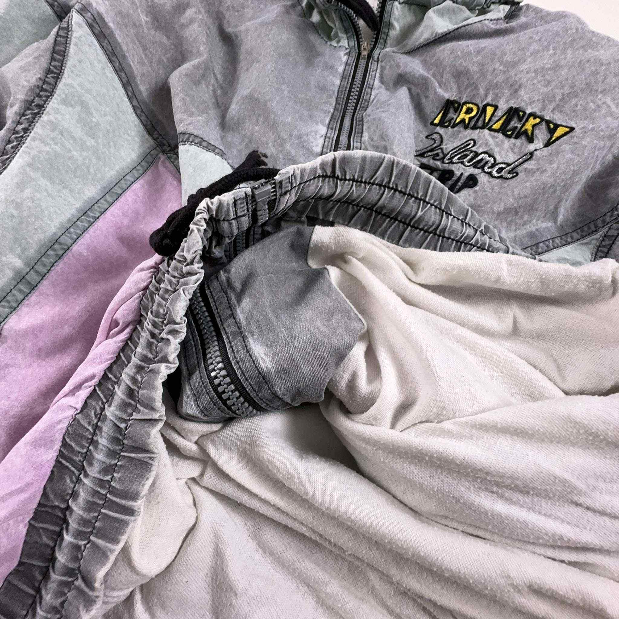 Crazy Style Vintage Windbreaker Jacket Grey & Pink - Size L Men