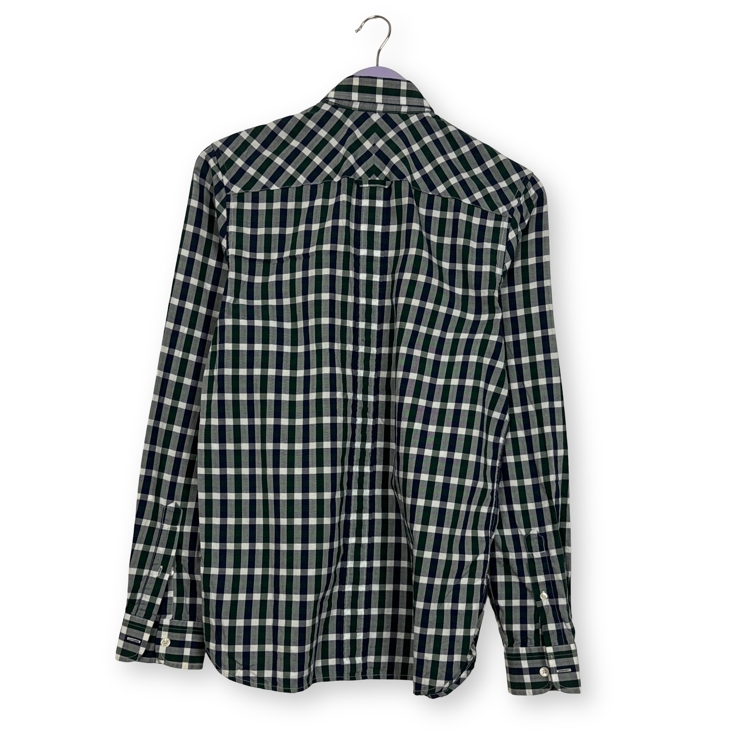 Camicia Fred Perry verde blu e bianca a quadri in cotone - Taglia S uomo