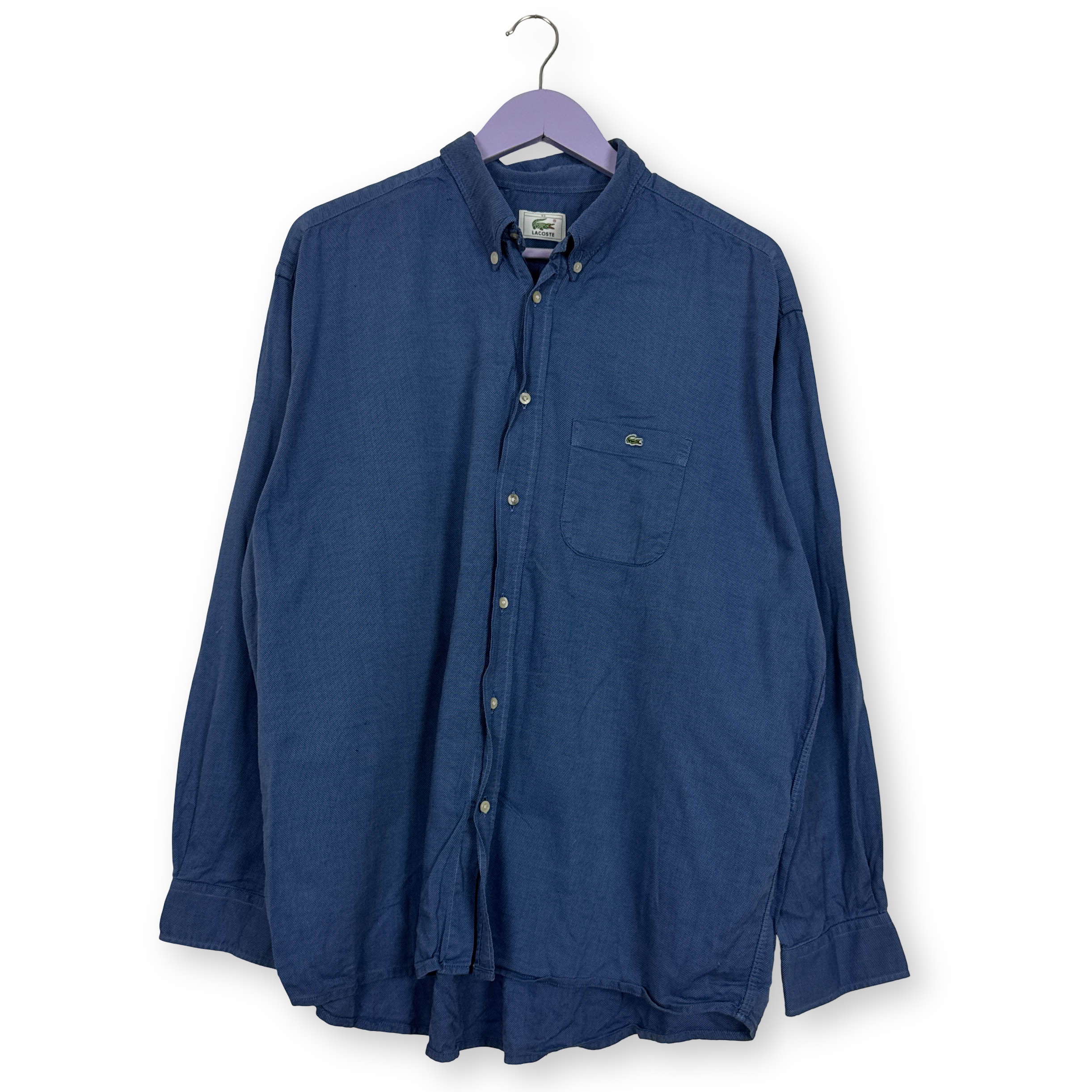 Camicia Lacoste Vintage blu a tinta unita - Taglia 45 uomo