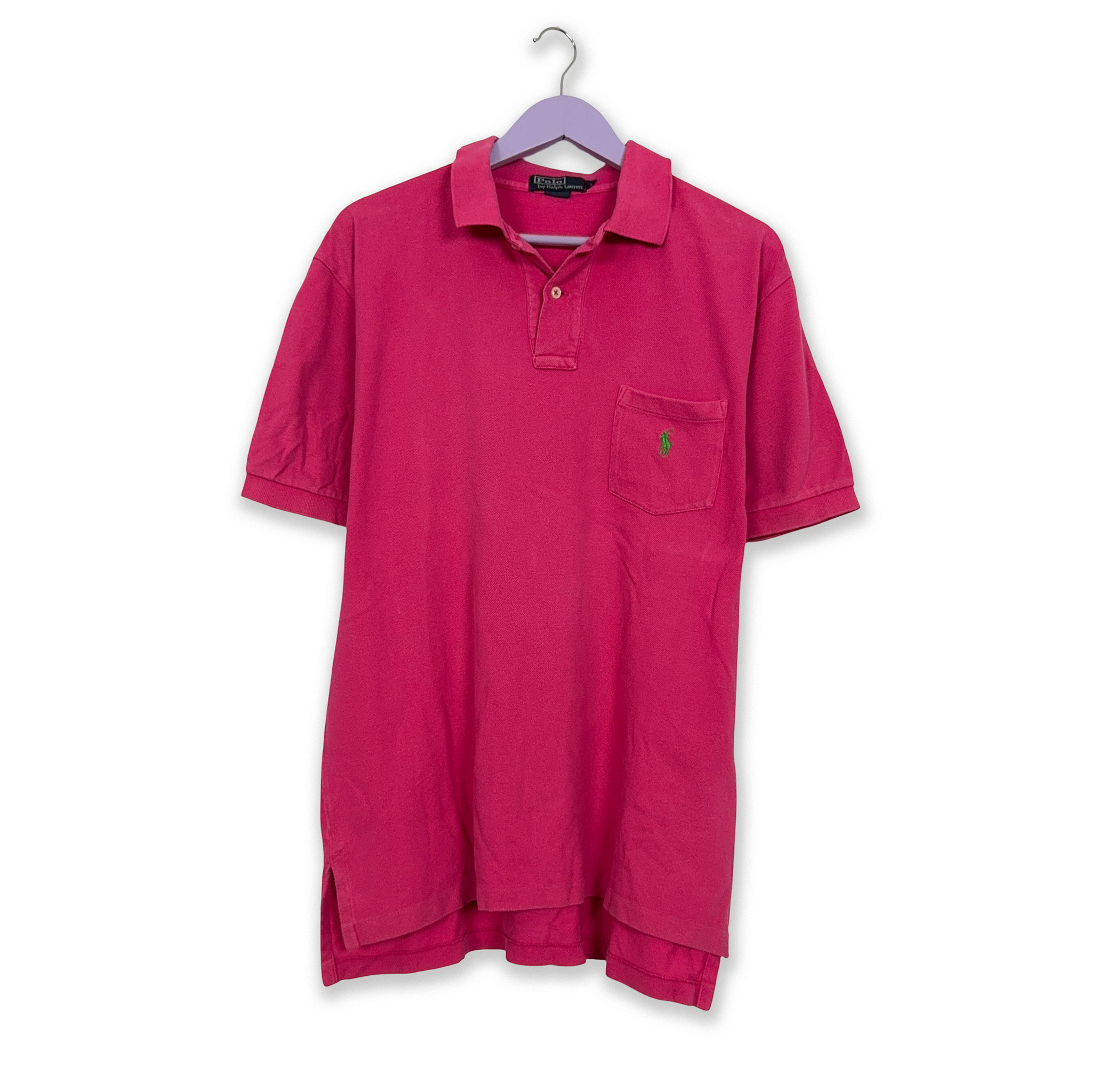 Polo Ralph Lauren fucsia tinta unita in cotone - Taglia L/XL uomo
