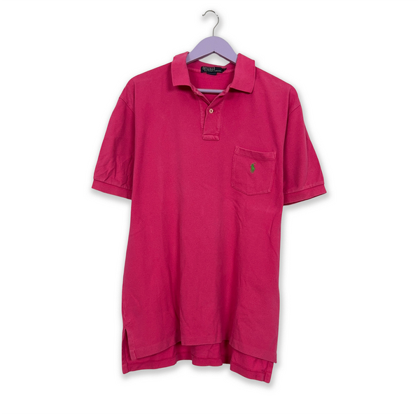 Polo Ralph Lauren fucsia tinta unita in cotone - Taglia L/XL uomo