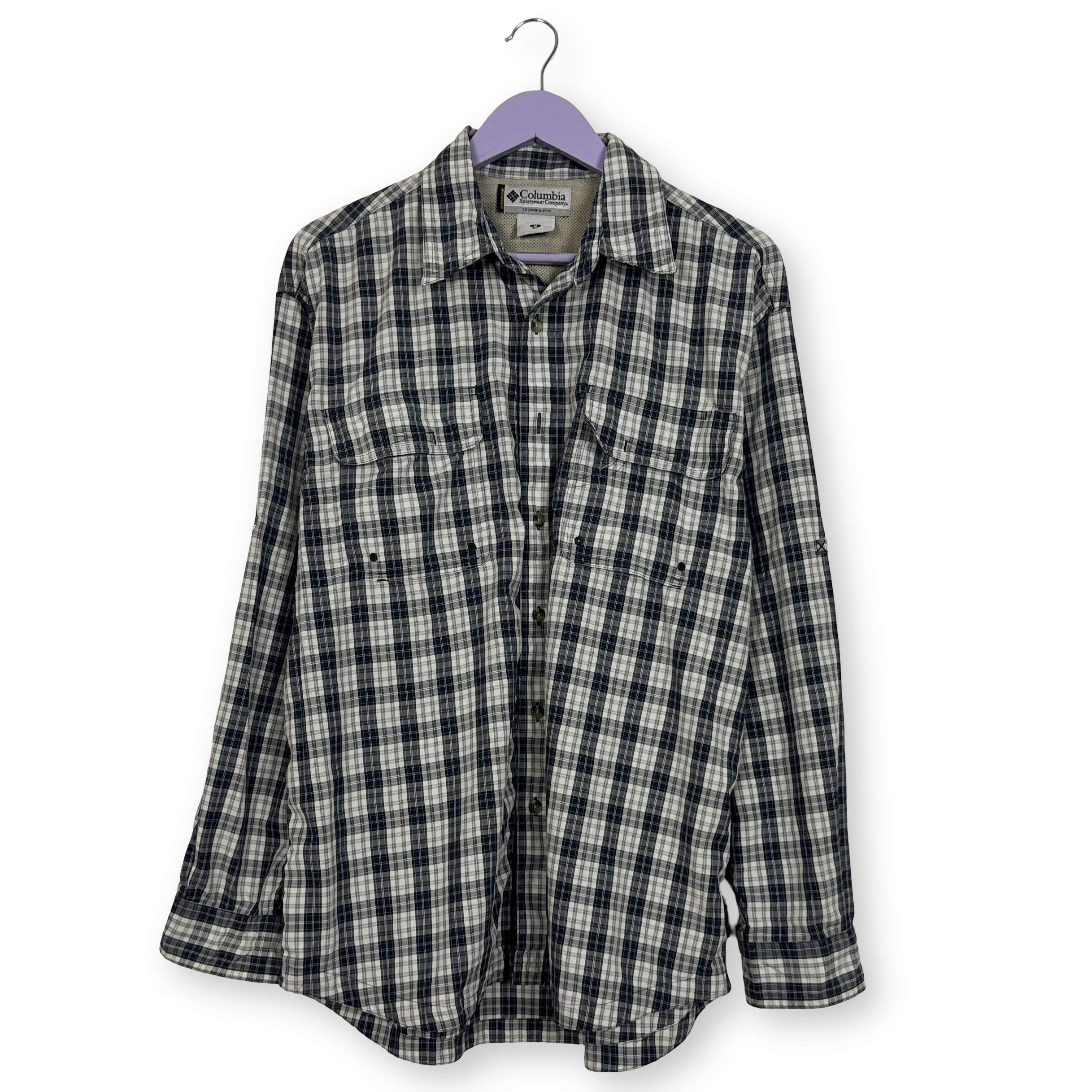 Camicia Columbia blu e bianca a quadretti - Taglia M uomo