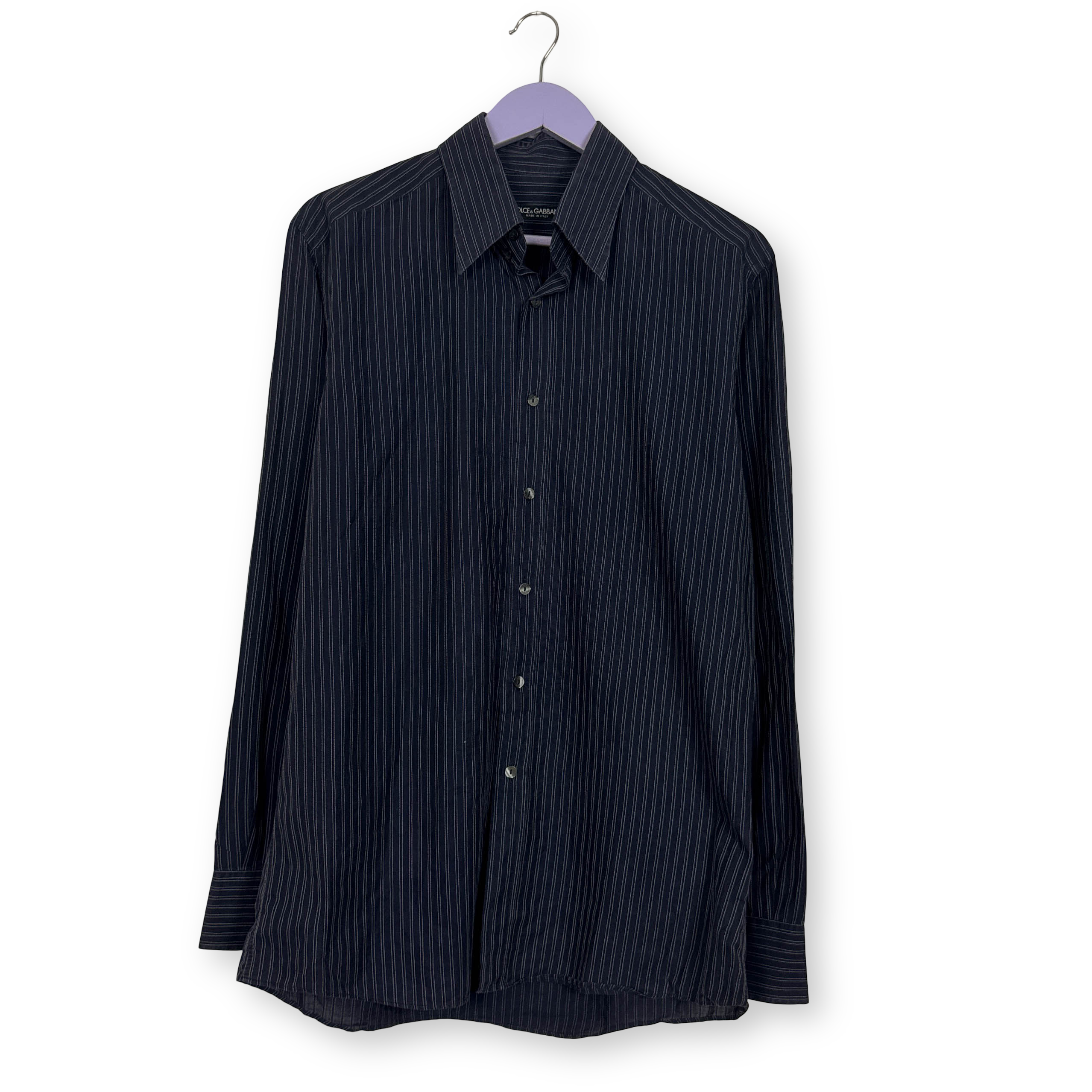 Camicia Dolce & Gabbana blu a righe bianche - Taglia 17 43 uomo