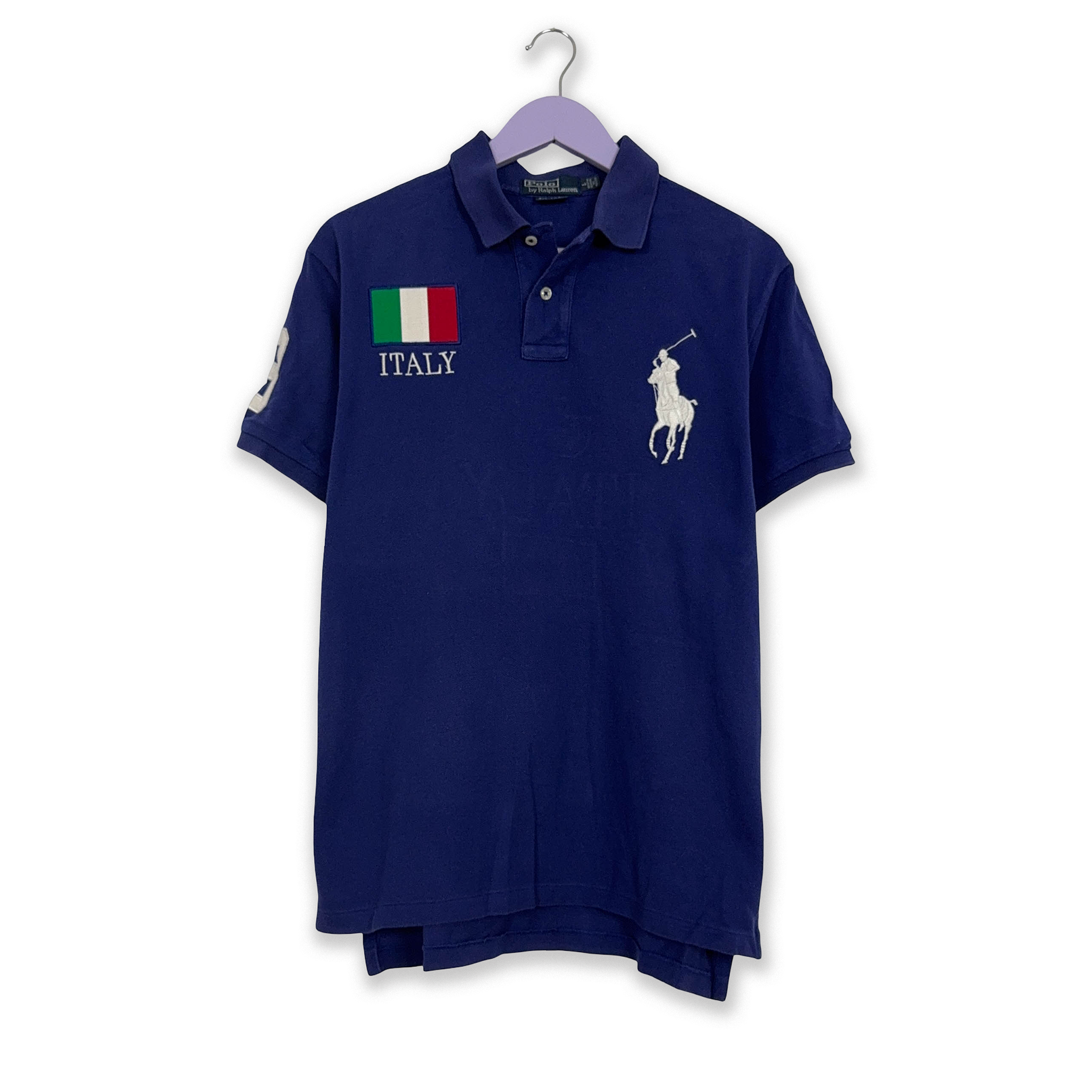 Polo Ralph Lauren blu scuro tinta unita in cotone - Taglia L uomo