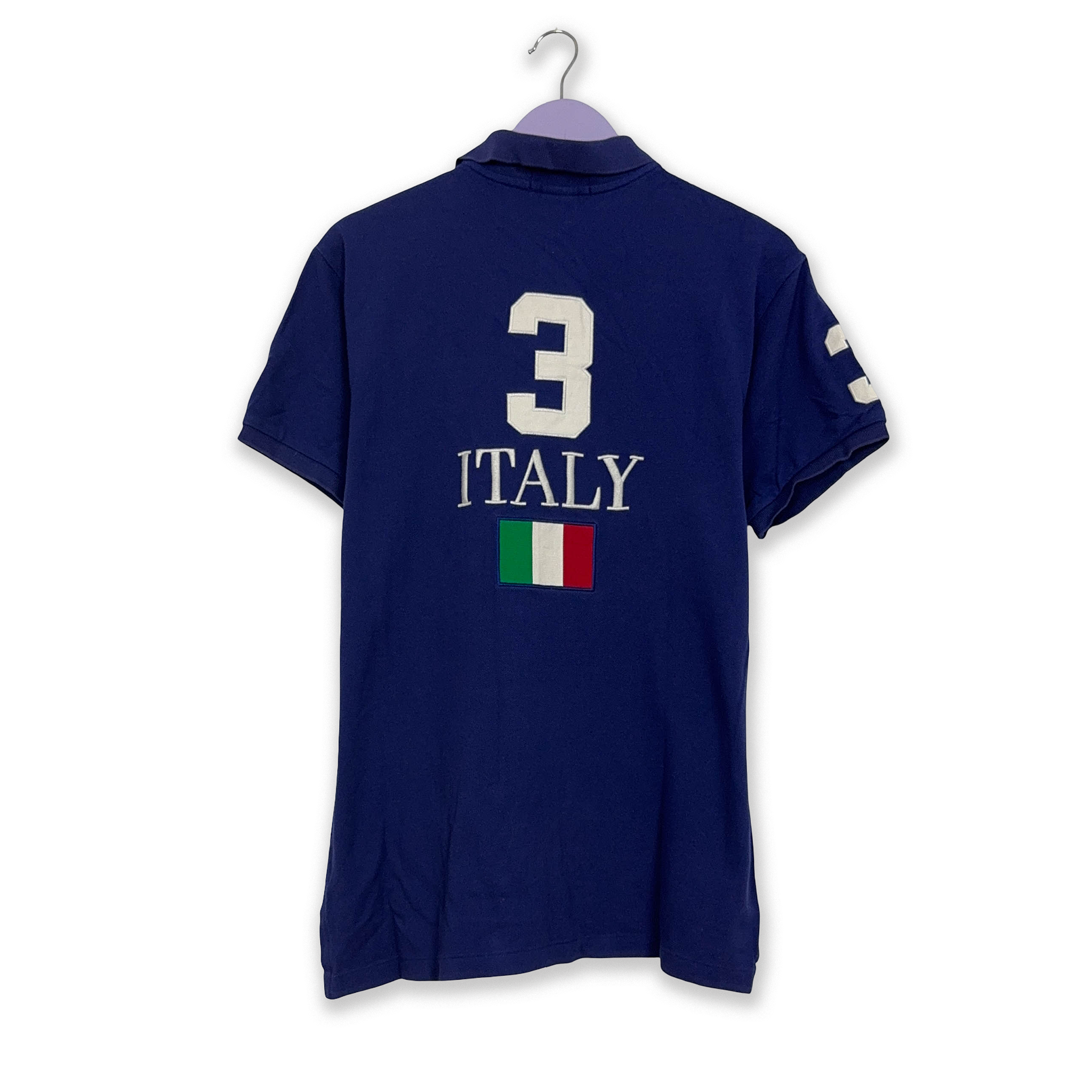 Polo Ralph Lauren blu scuro tinta unita in cotone - Taglia L uomo