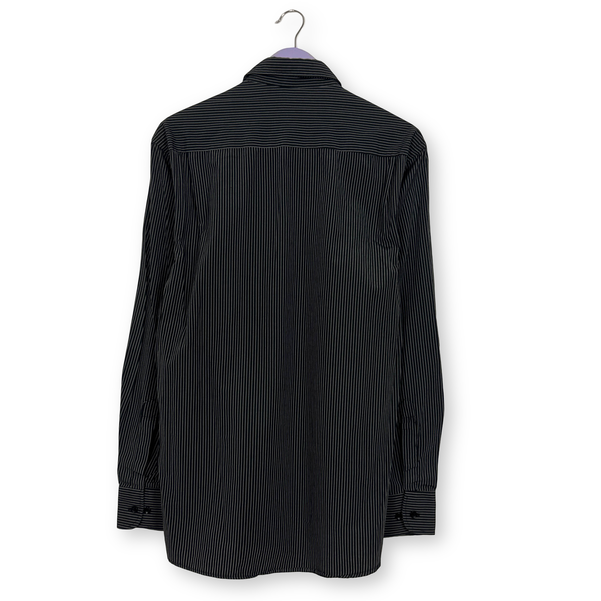 Camicia Armani nera a righe bianche - Taglia M uomo
