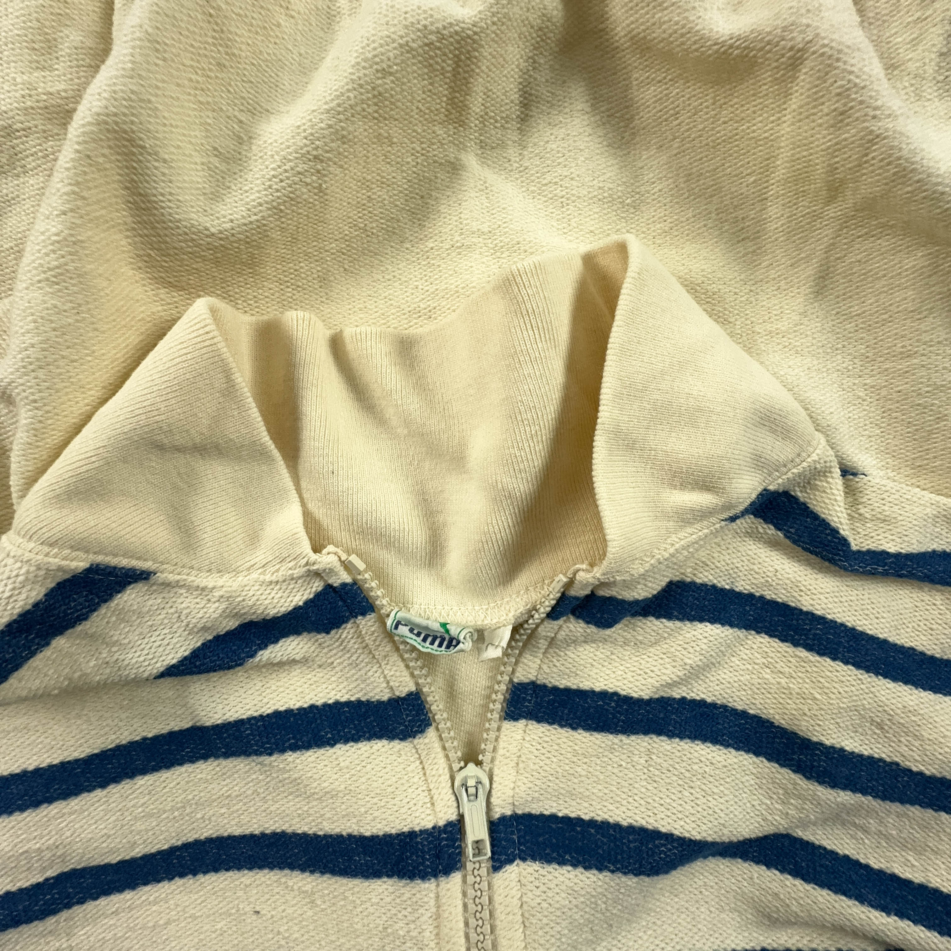 Felpa Puma Vintage beige a righe blu con zip anni 80 - Taglia S/M uomo