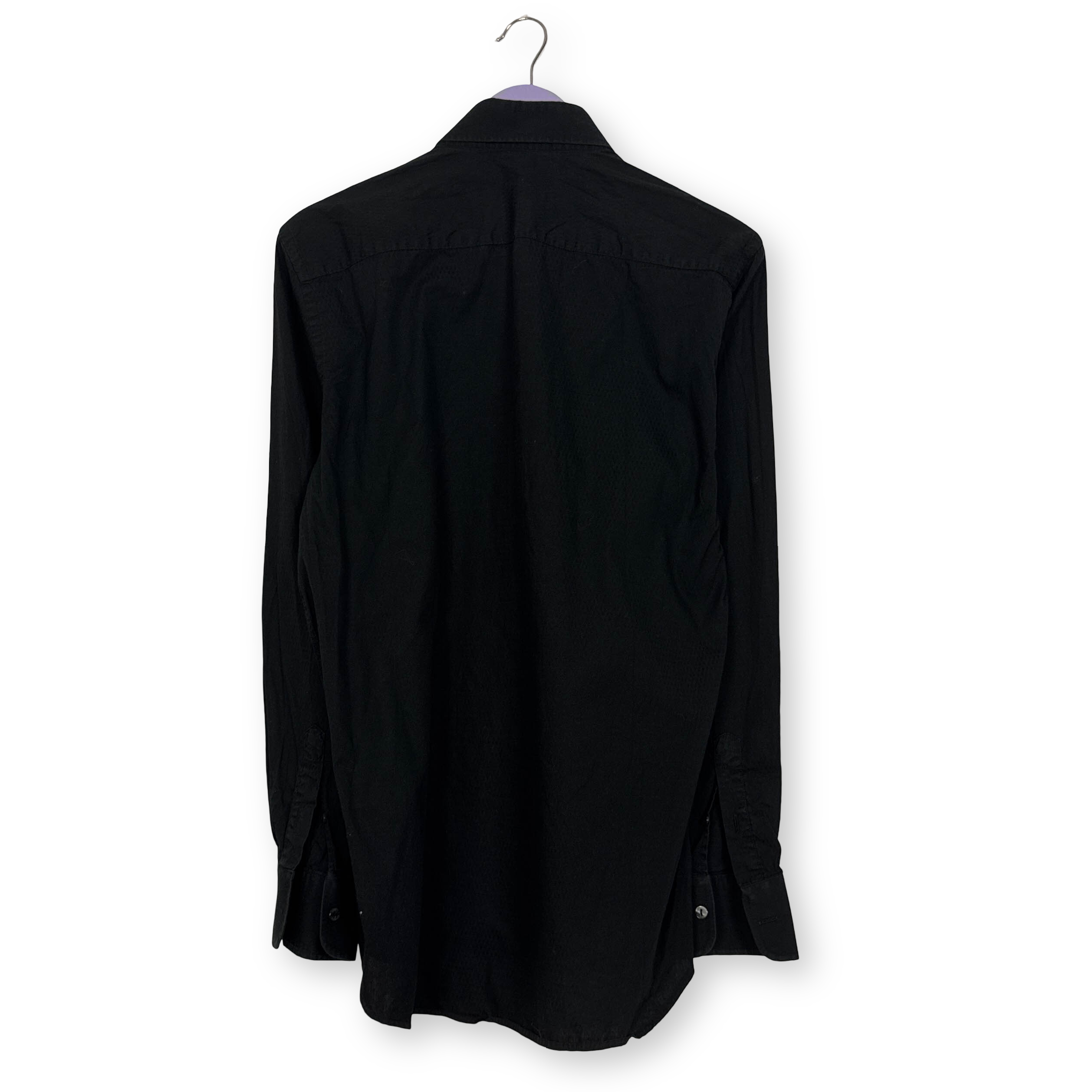 Camicia Dolce & Gabbana nera a tinta unita in cotone - Taglia 16 41 uomo