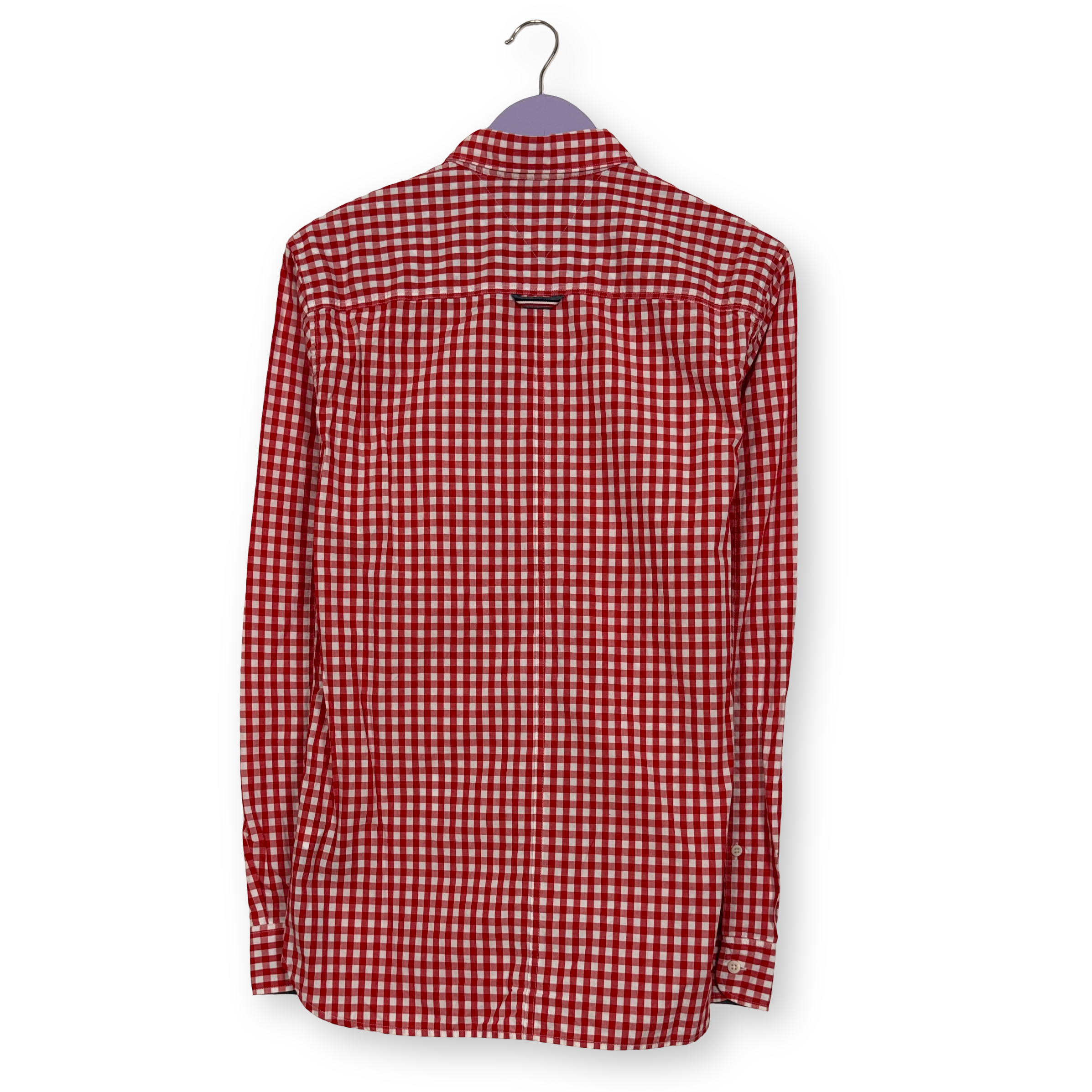 Camicia Tommy Hilfiger rossa e bianca a quadretti in cotone - Taglia M uomo