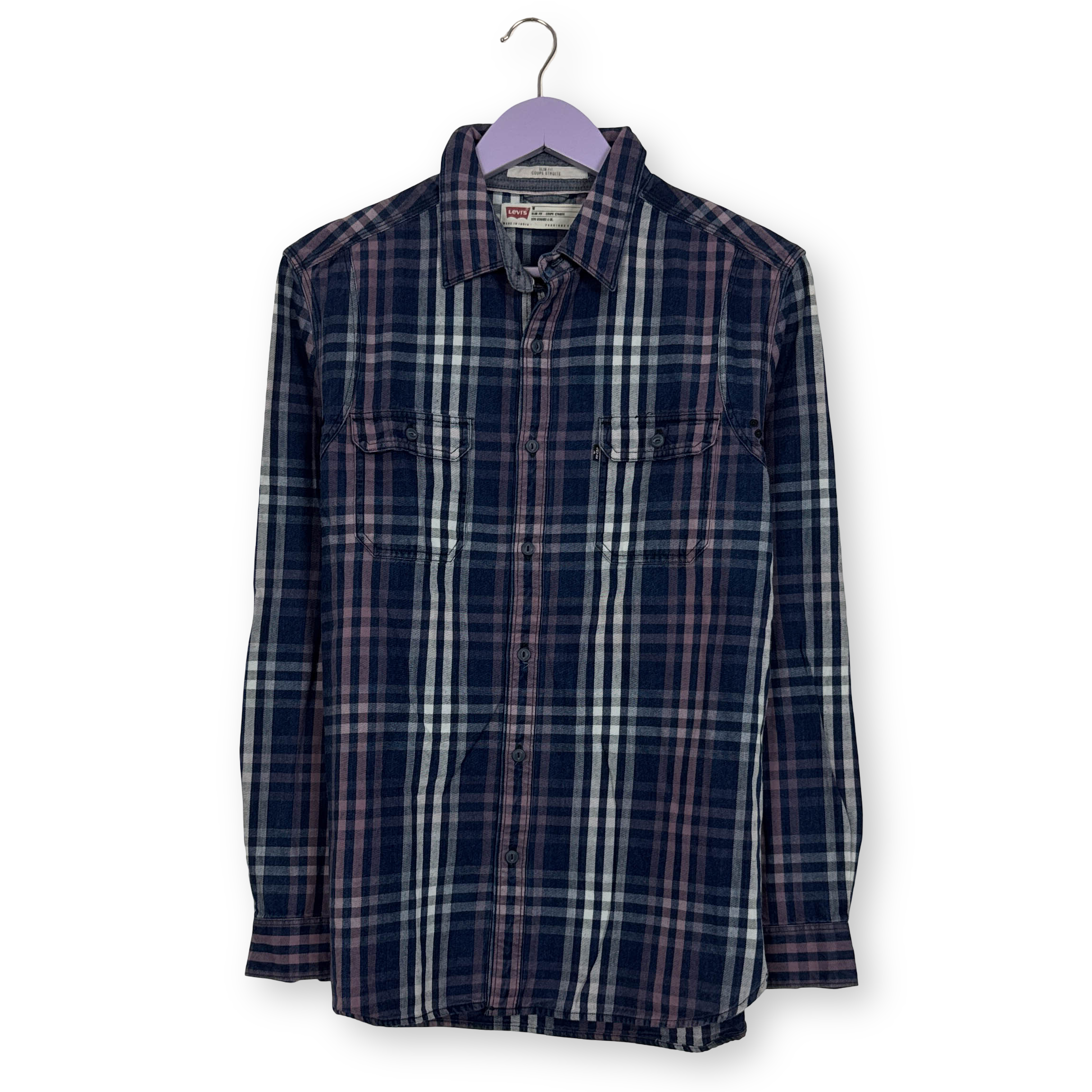 Camicia Levi's Vintage blu e viola a quadri in cotone - Taglia M uomo