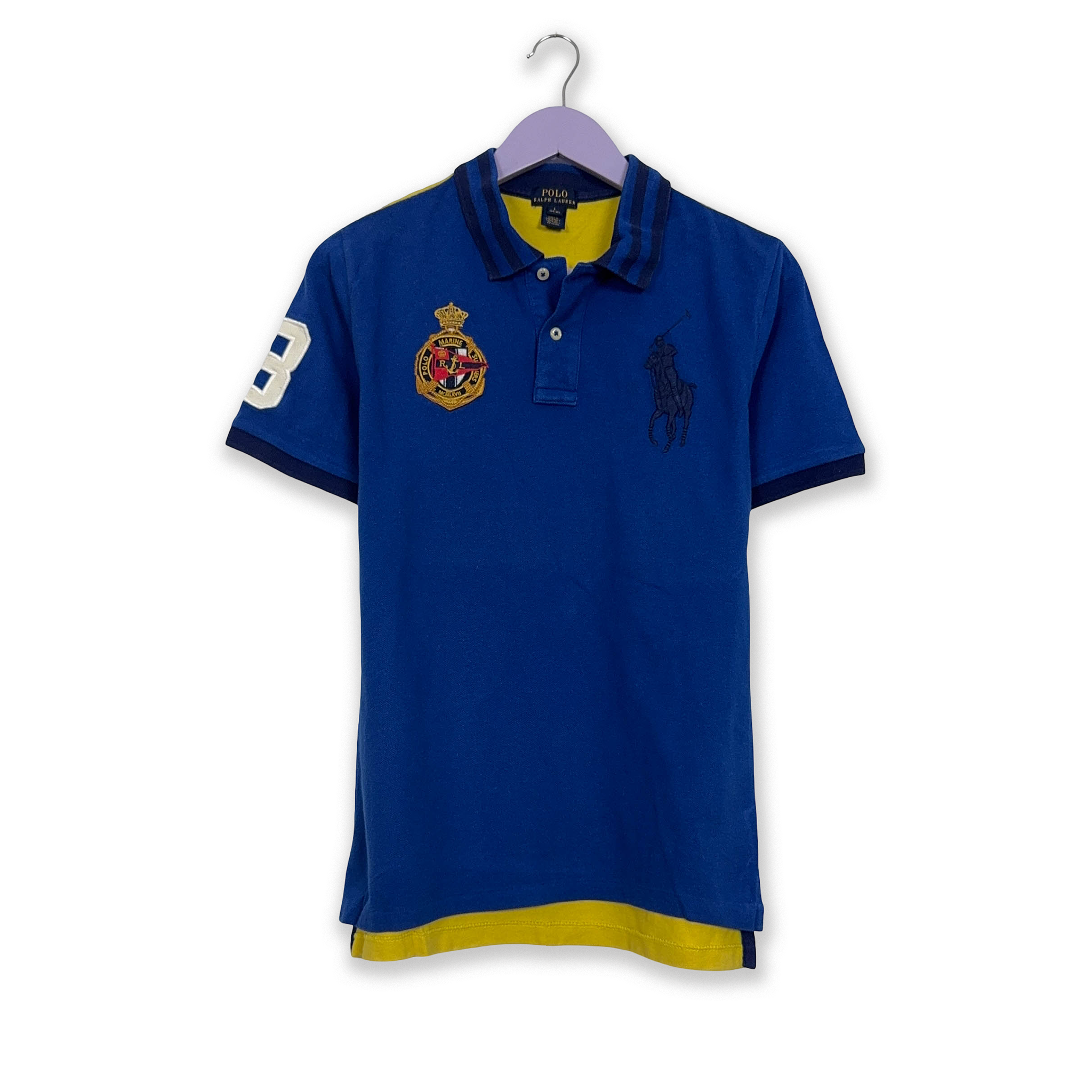 Polo Ralph Lauren big logo blu e gialla - Taglia S uomo