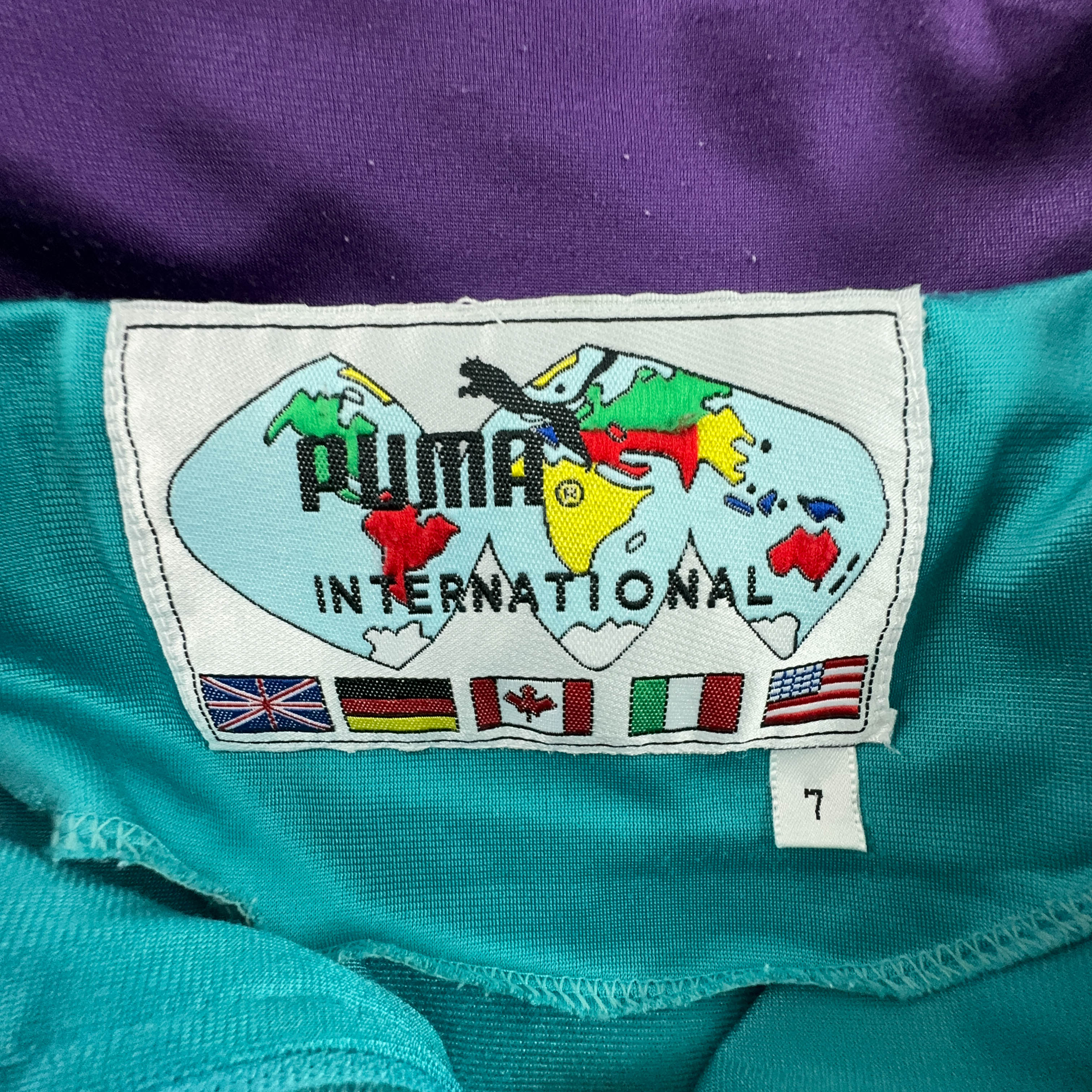 Felpa Puma Vintage International azzurra con zip anni 90 - Taglia L uomo