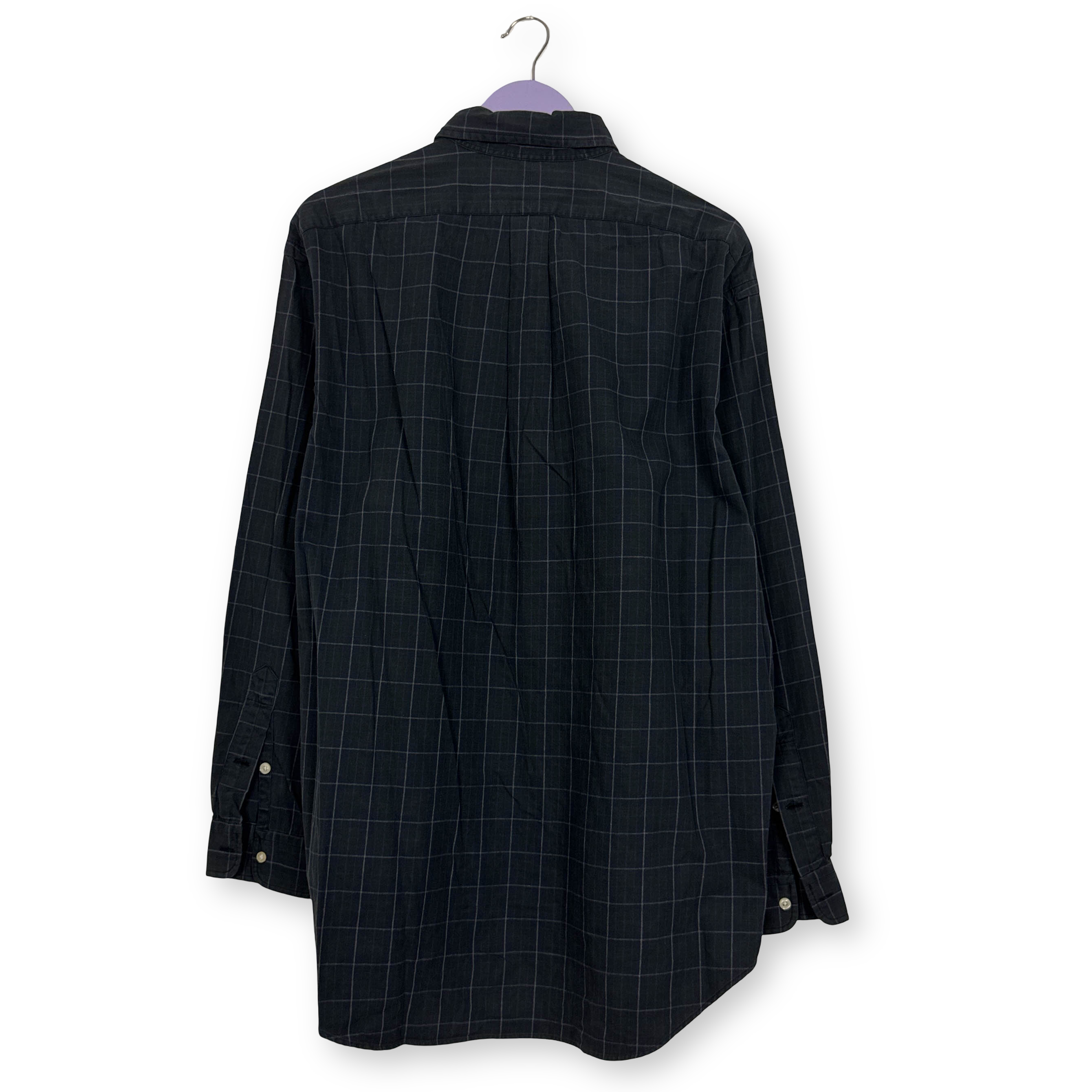 Camicia Ralph Lauren nera e blu a quadri in cotone - Taglia L uomo
