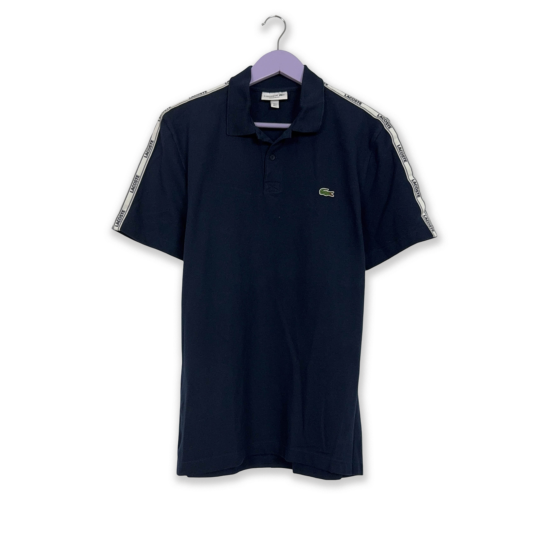 Polo Lacoste blu scuro tinta unita in cotone regular fit - Taglia 5 L uomo