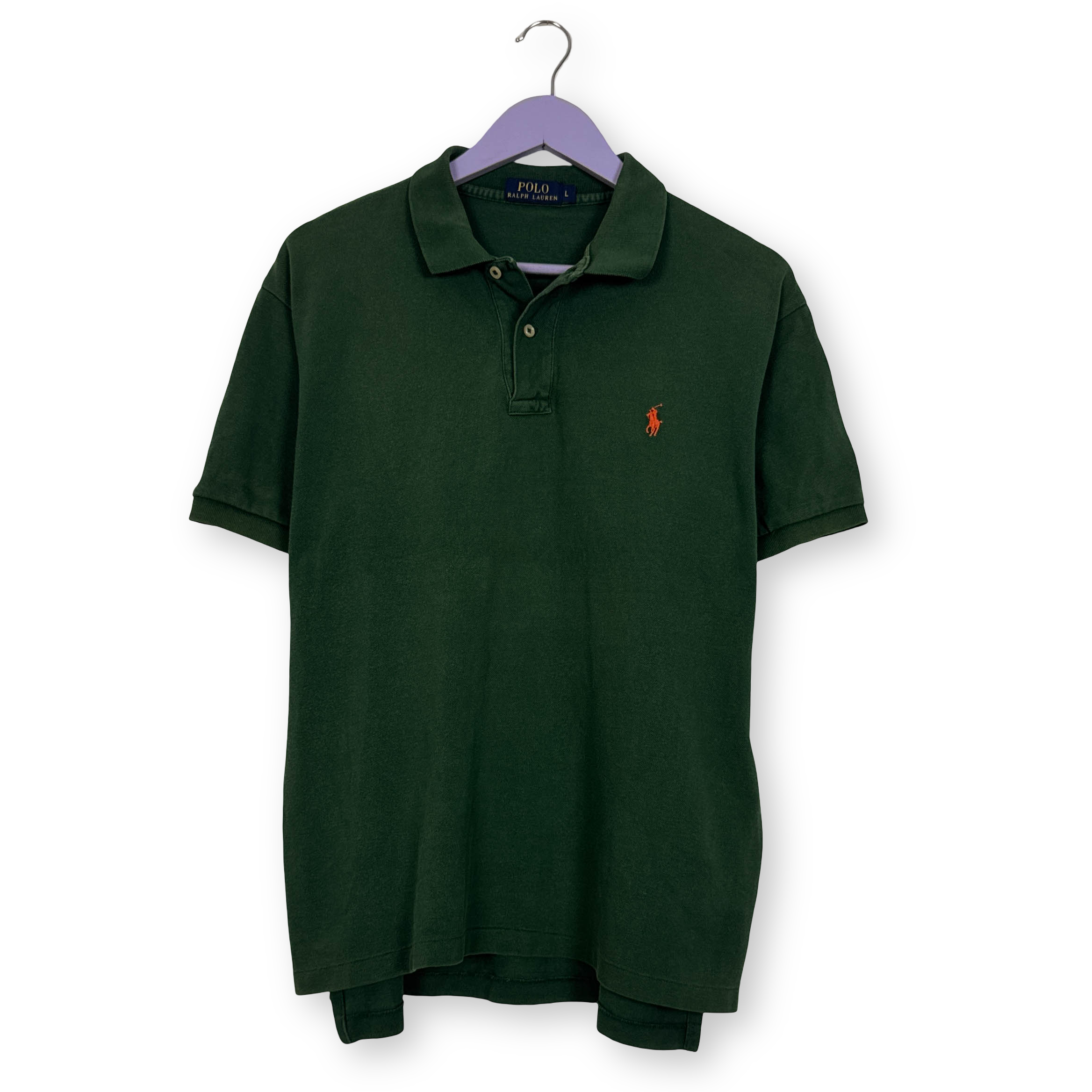 Polo Ralph Lauren verde a tinta unita in cotone - Taglia L uomo