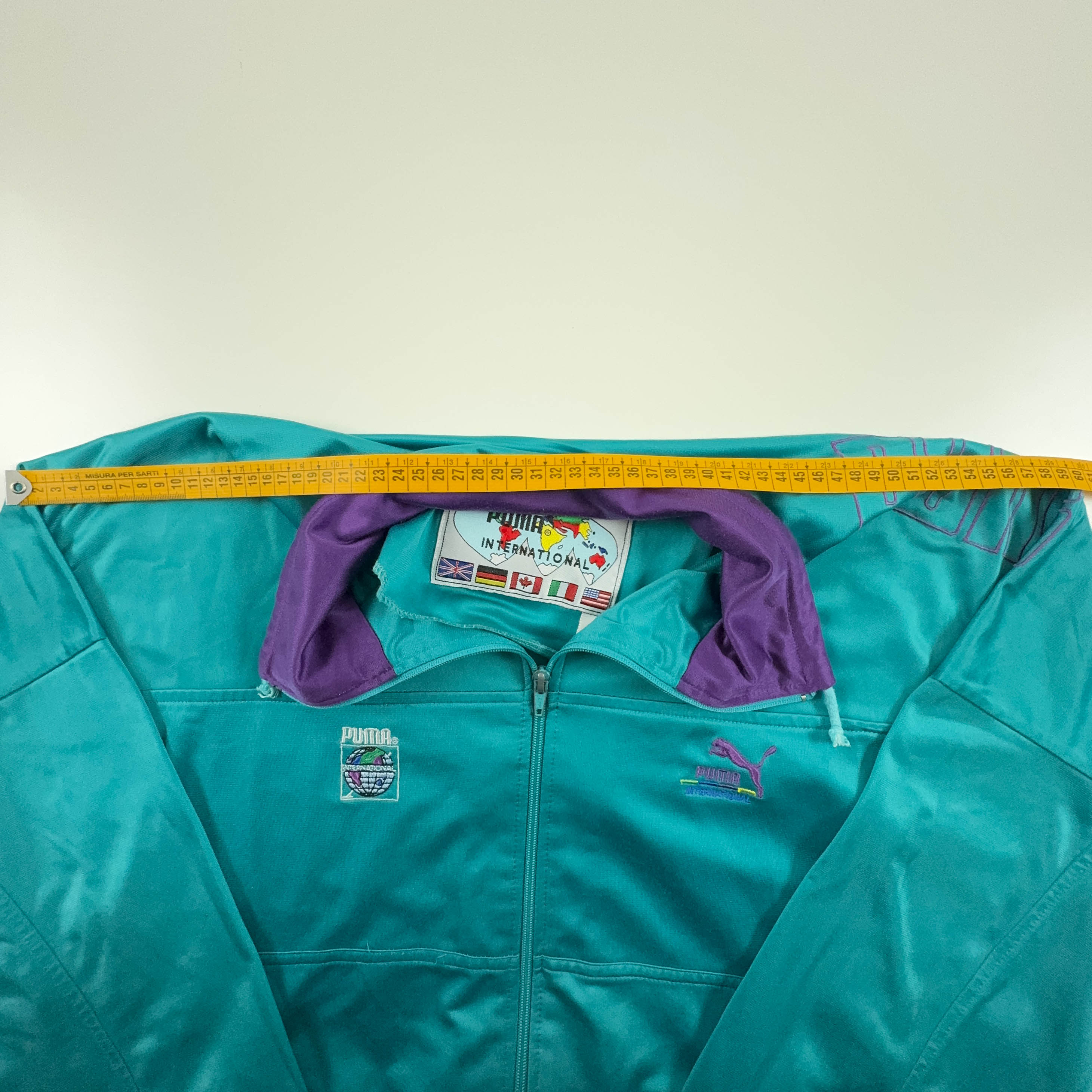 Felpa Puma Vintage International azzurra con zip anni 90 - Taglia L uomo