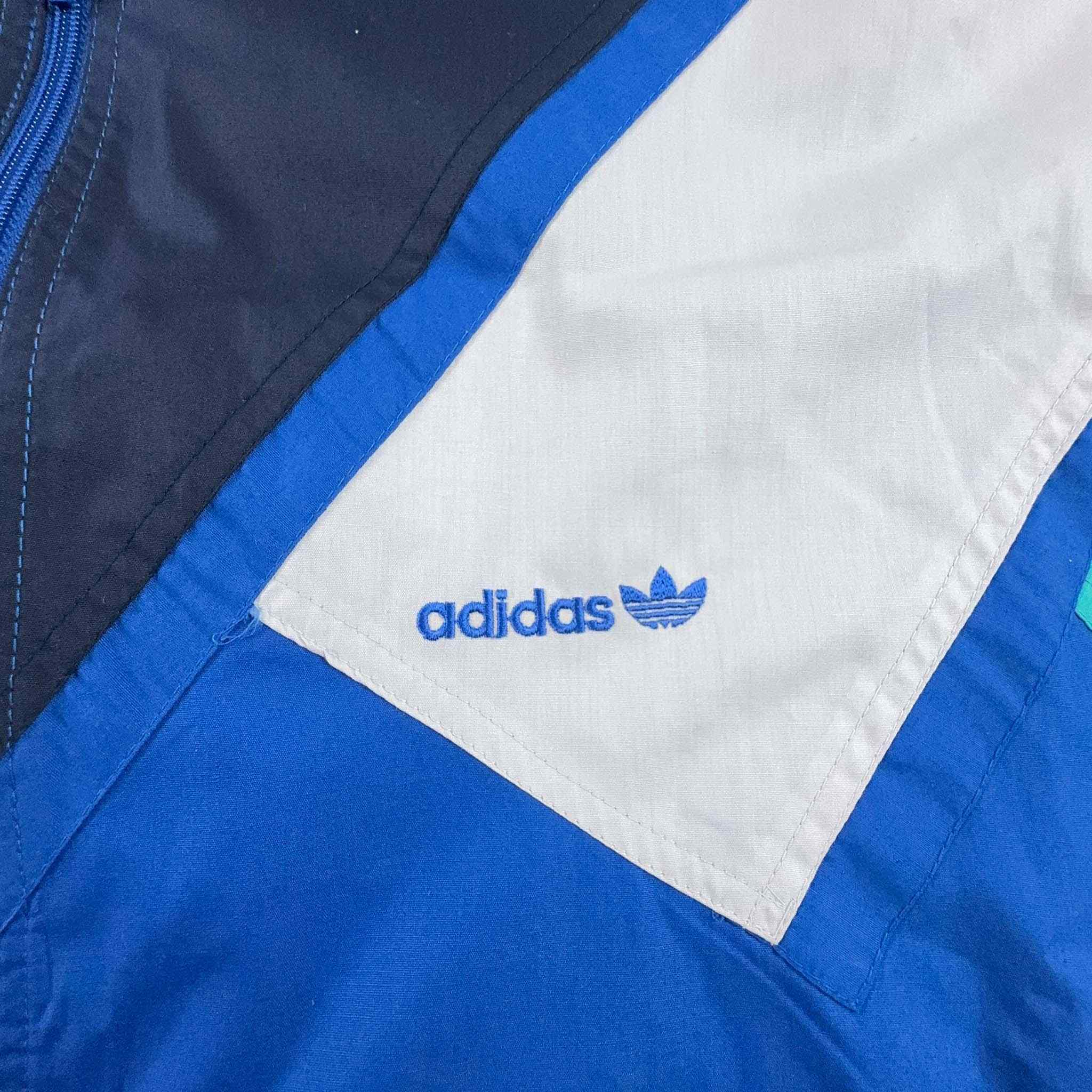 Adidas Vintage 90's Lined Windbreaker Jacket Blue & White - Men's Size L