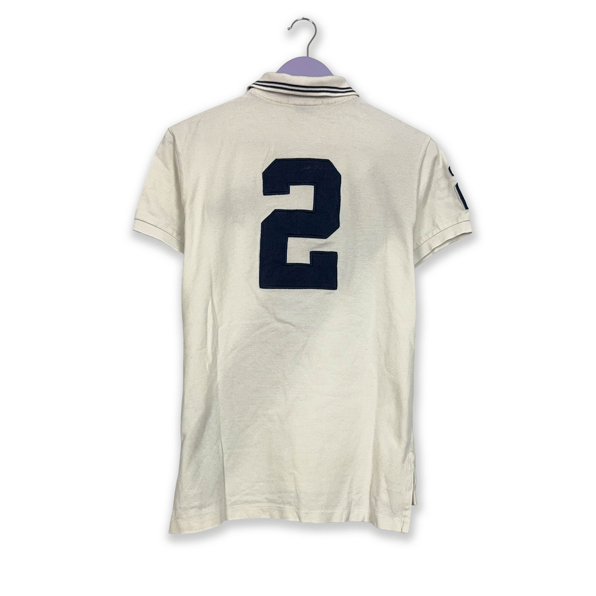 Polo Ralph Lauren bianca e blu in cotone custom fit - Taglia S uomo