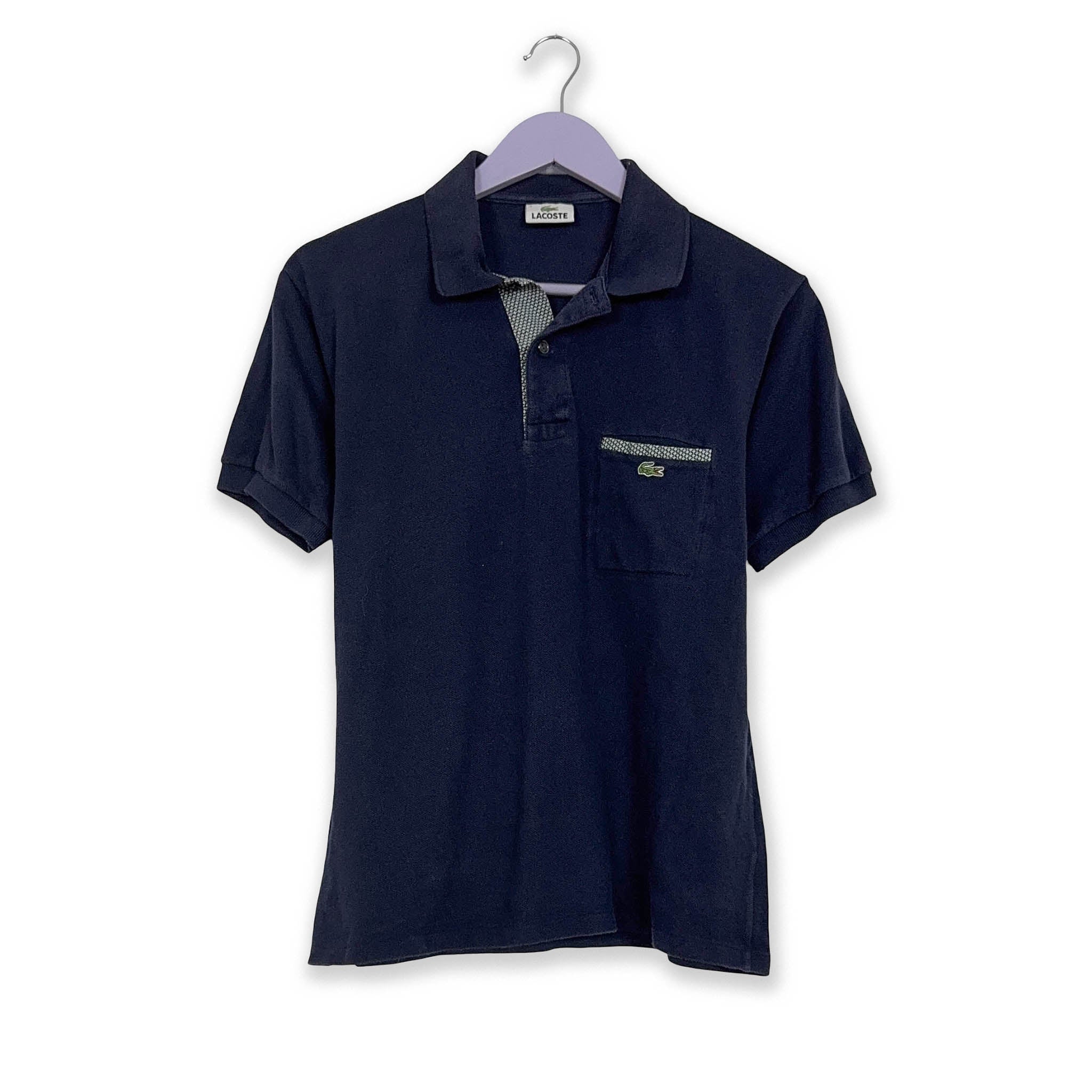Polo Lacoste blu scuro a tinta unita in cotone - Taglia S/M uomo