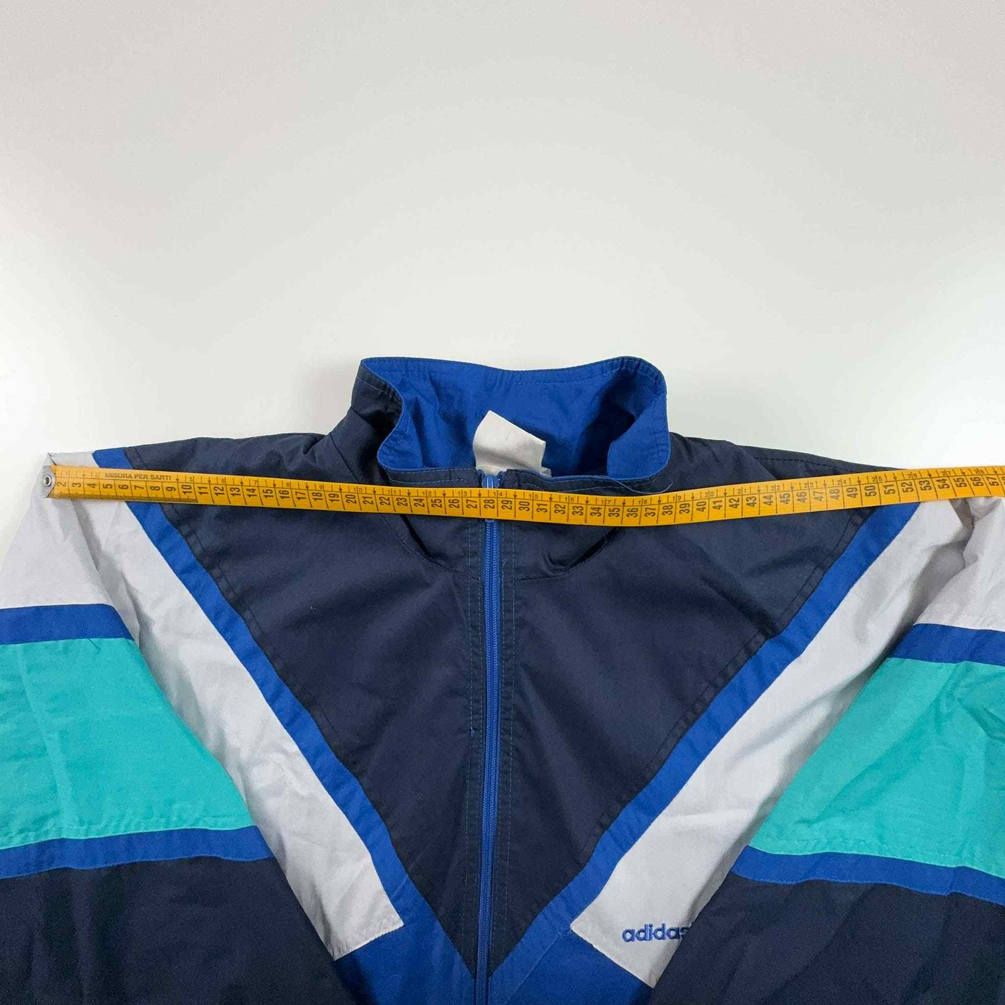 Adidas Vintage 90's Lined Windbreaker Jacket Blue & White - Men's Size L