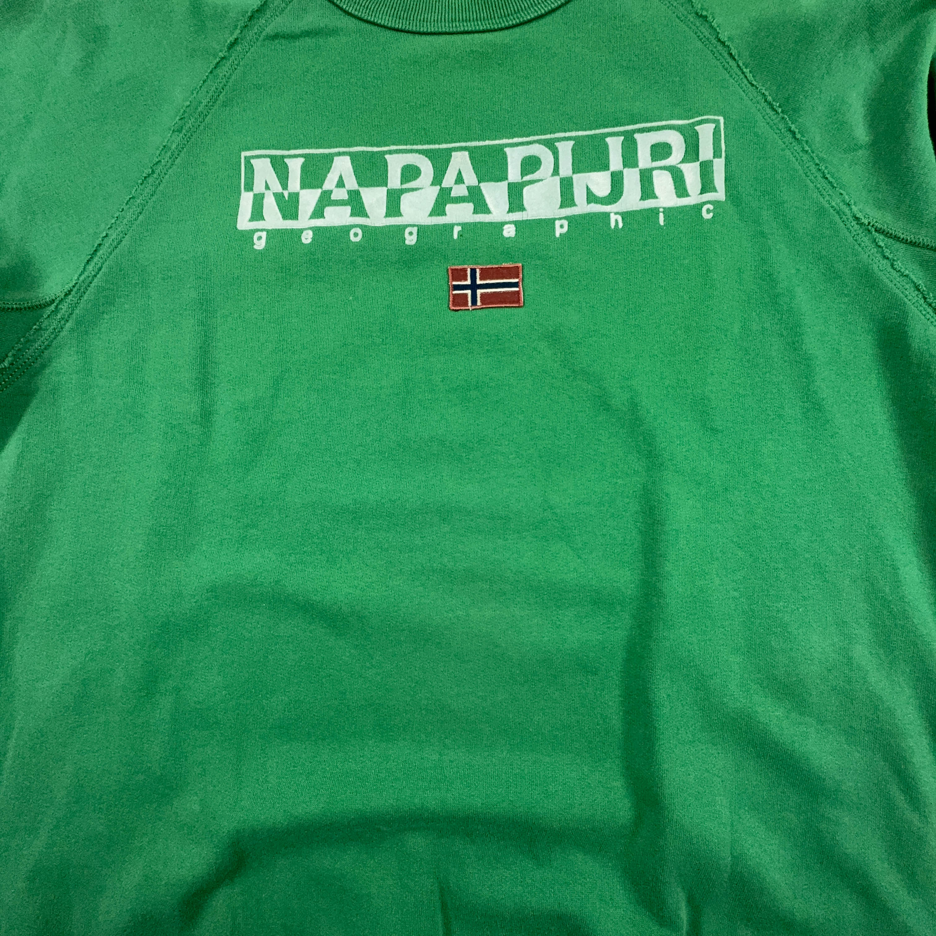 Felpa Napapijri verde a girocollo con logo stampato - Taglia XL uomo