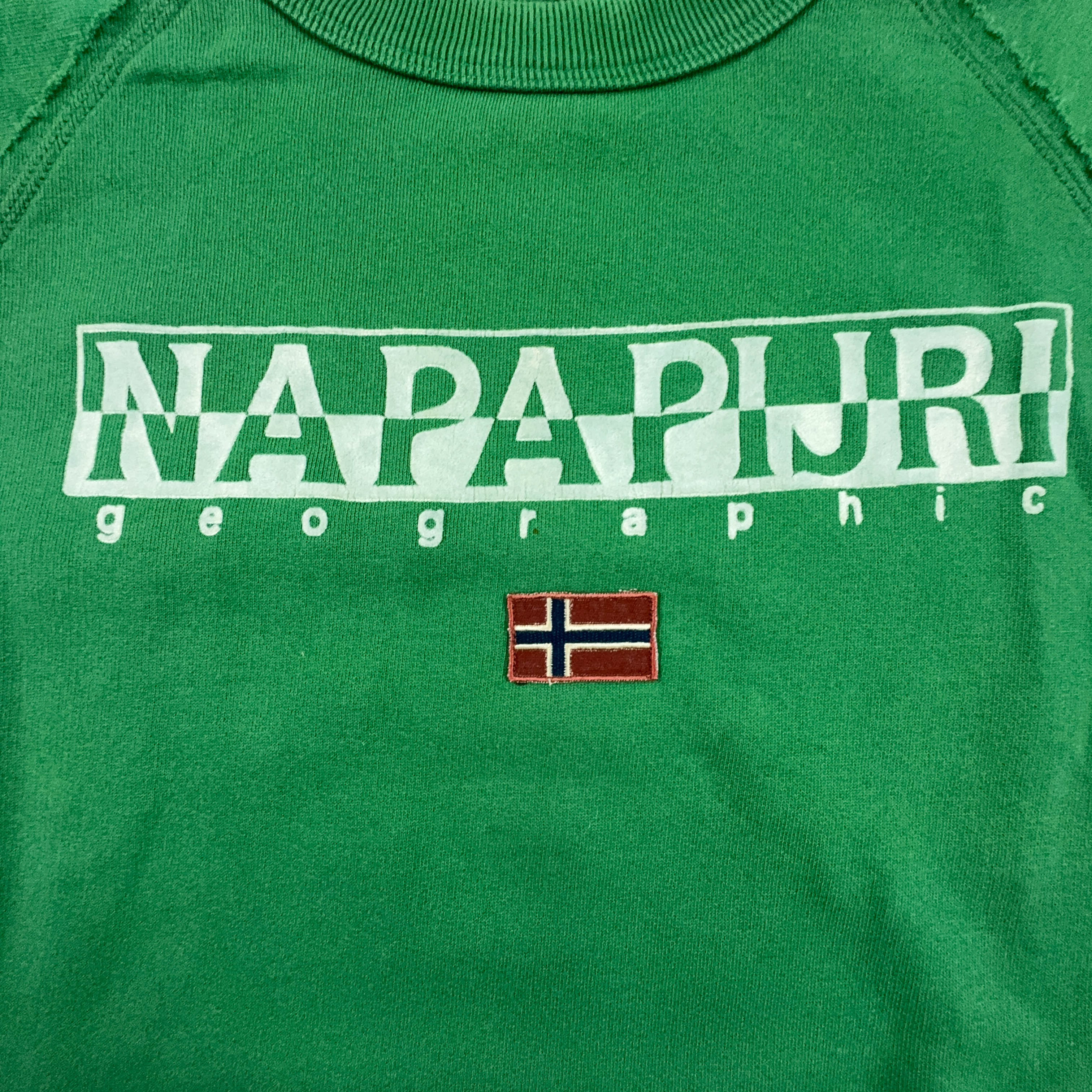 Felpa Napapijri verde a girocollo con logo stampato - Taglia XL uomo