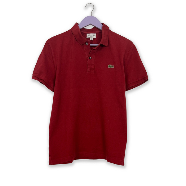 Polo Lacoste rosso scuro a tinta unita in cotone slim fit - Taglia M uomo