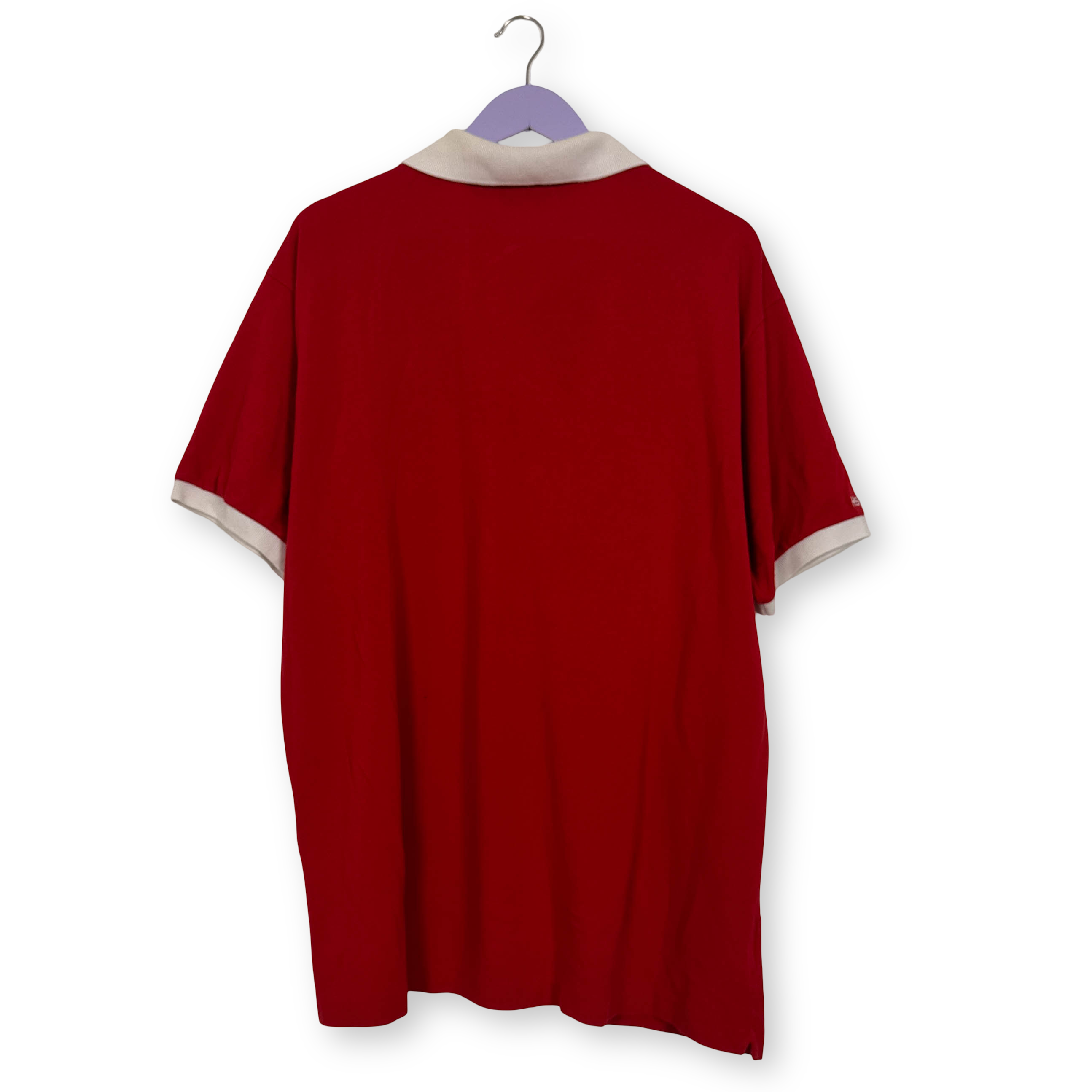 Polo Lacoste rossa e bianca a tinta unita in cotone - Taglia 4XL uomo