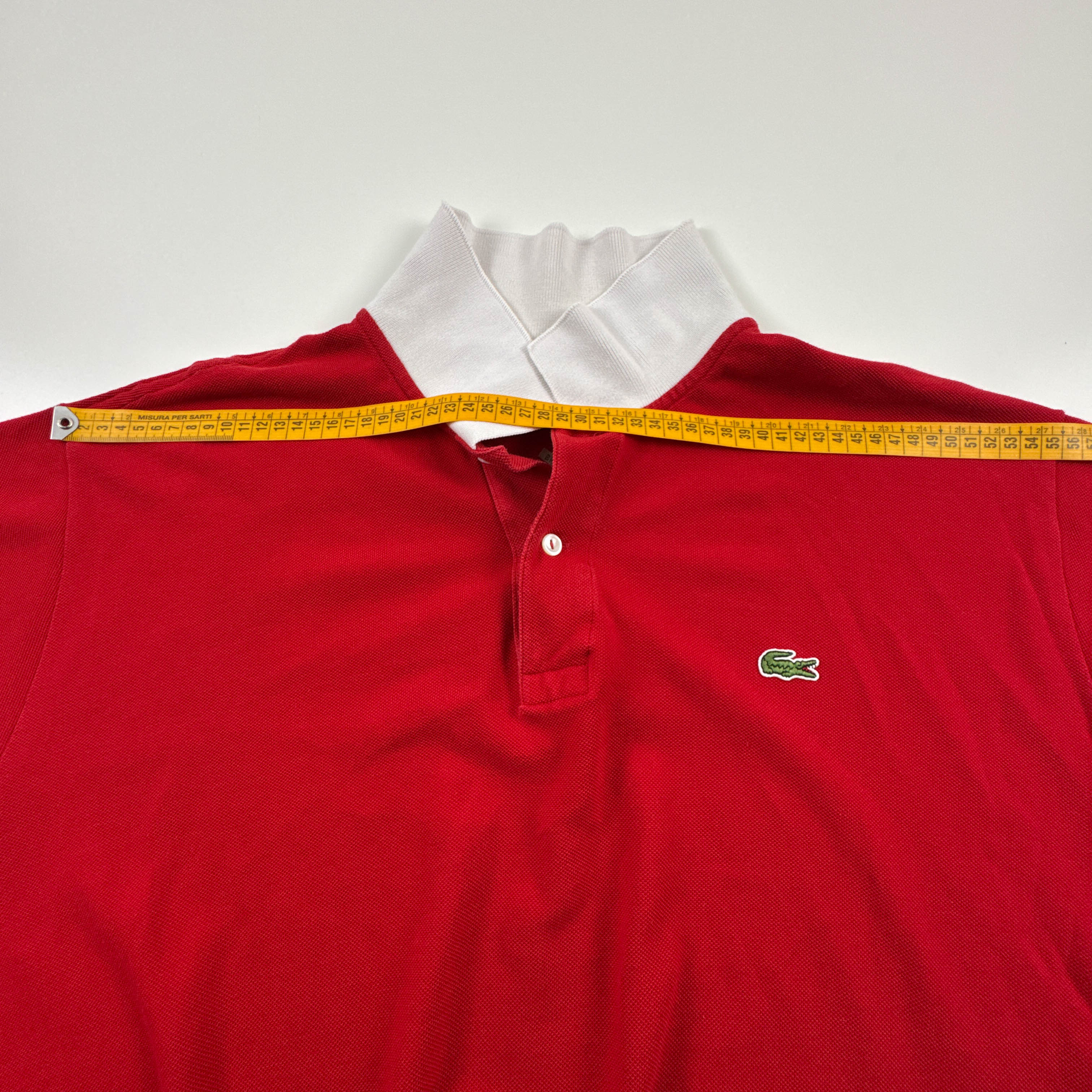 Polo Lacoste rossa e bianca a tinta unita in cotone - Taglia 4XL uomo