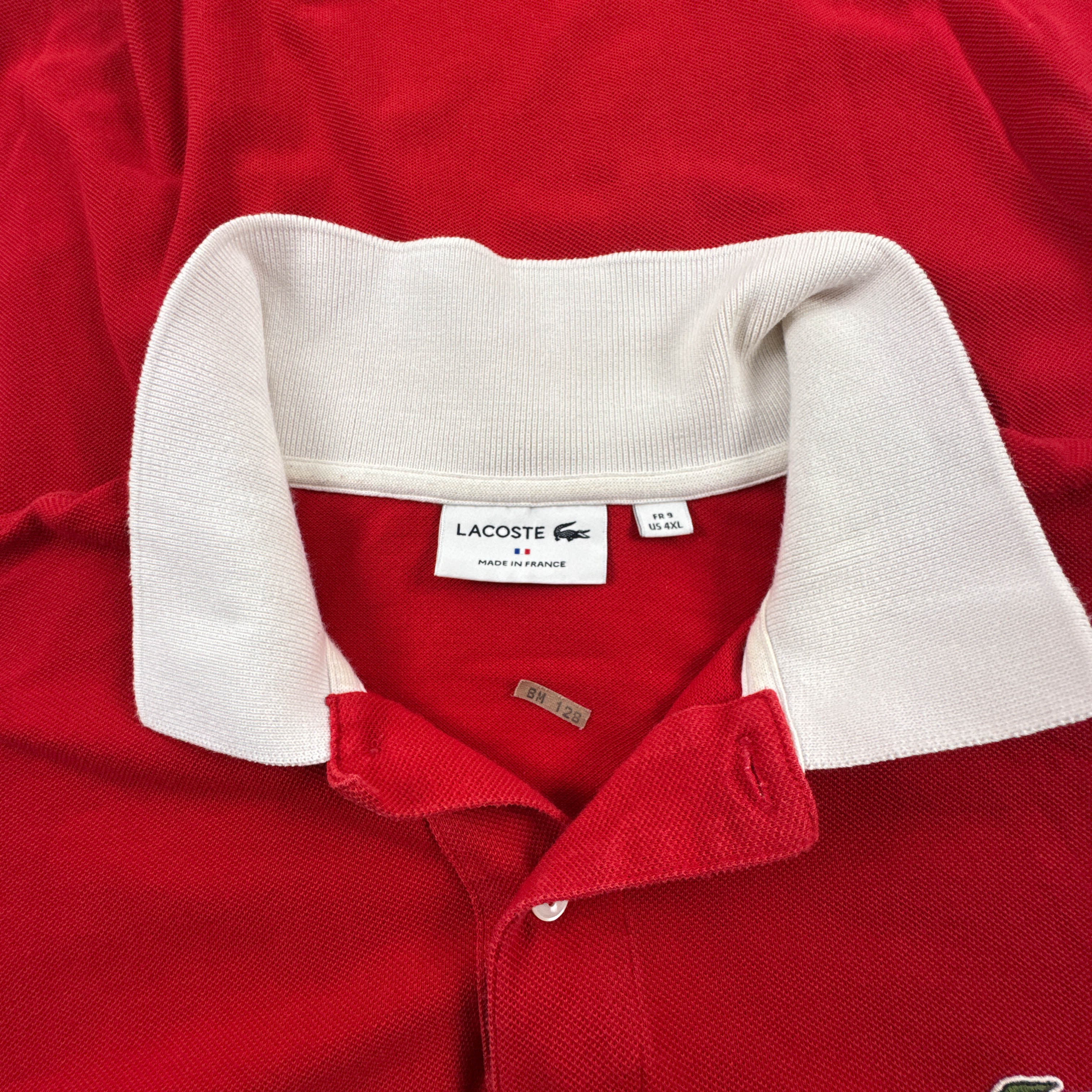 Polo Lacoste rossa e bianca a tinta unita in cotone - Taglia 4XL uomo