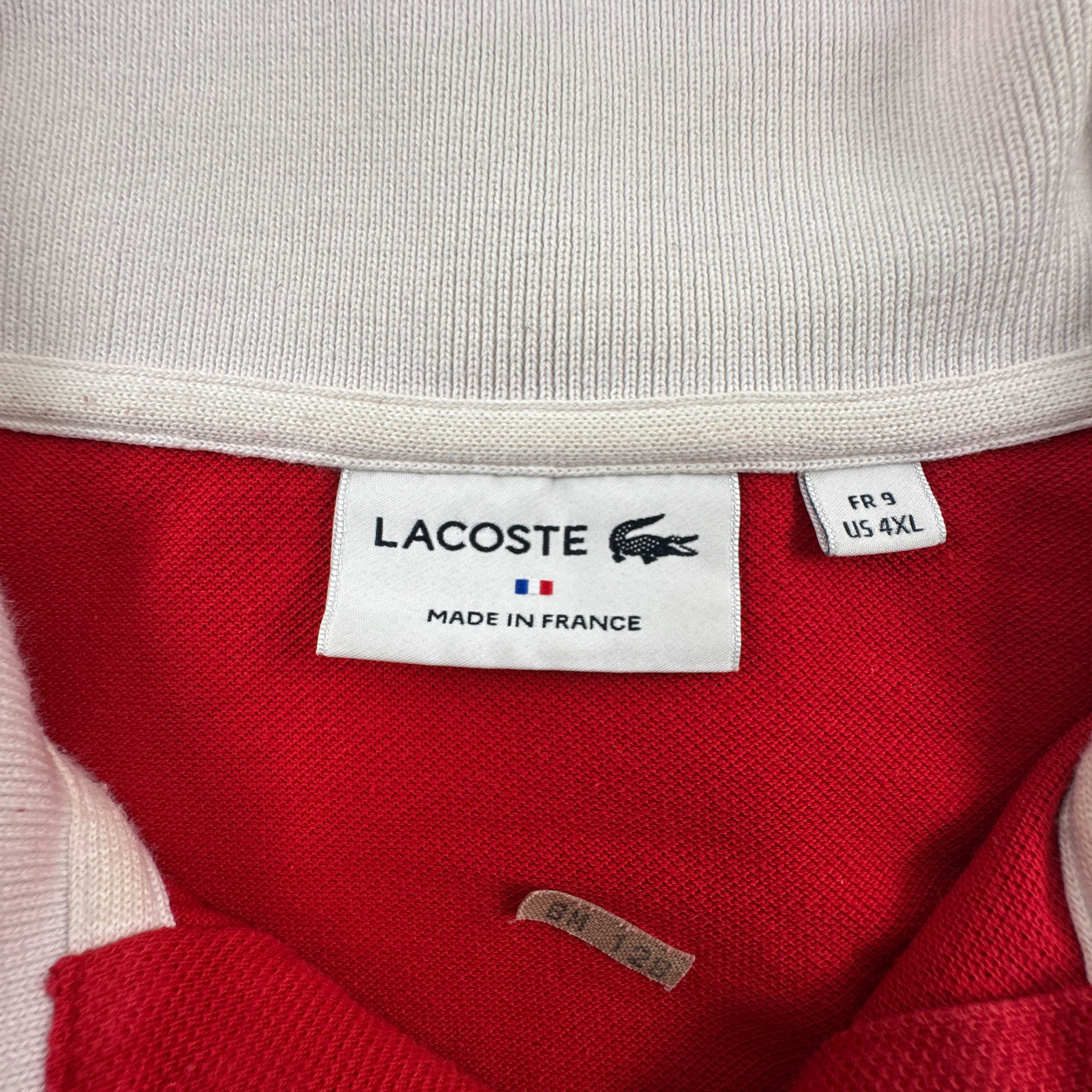 Polo Lacoste rossa e bianca a tinta unita in cotone - Taglia 4XL uomo