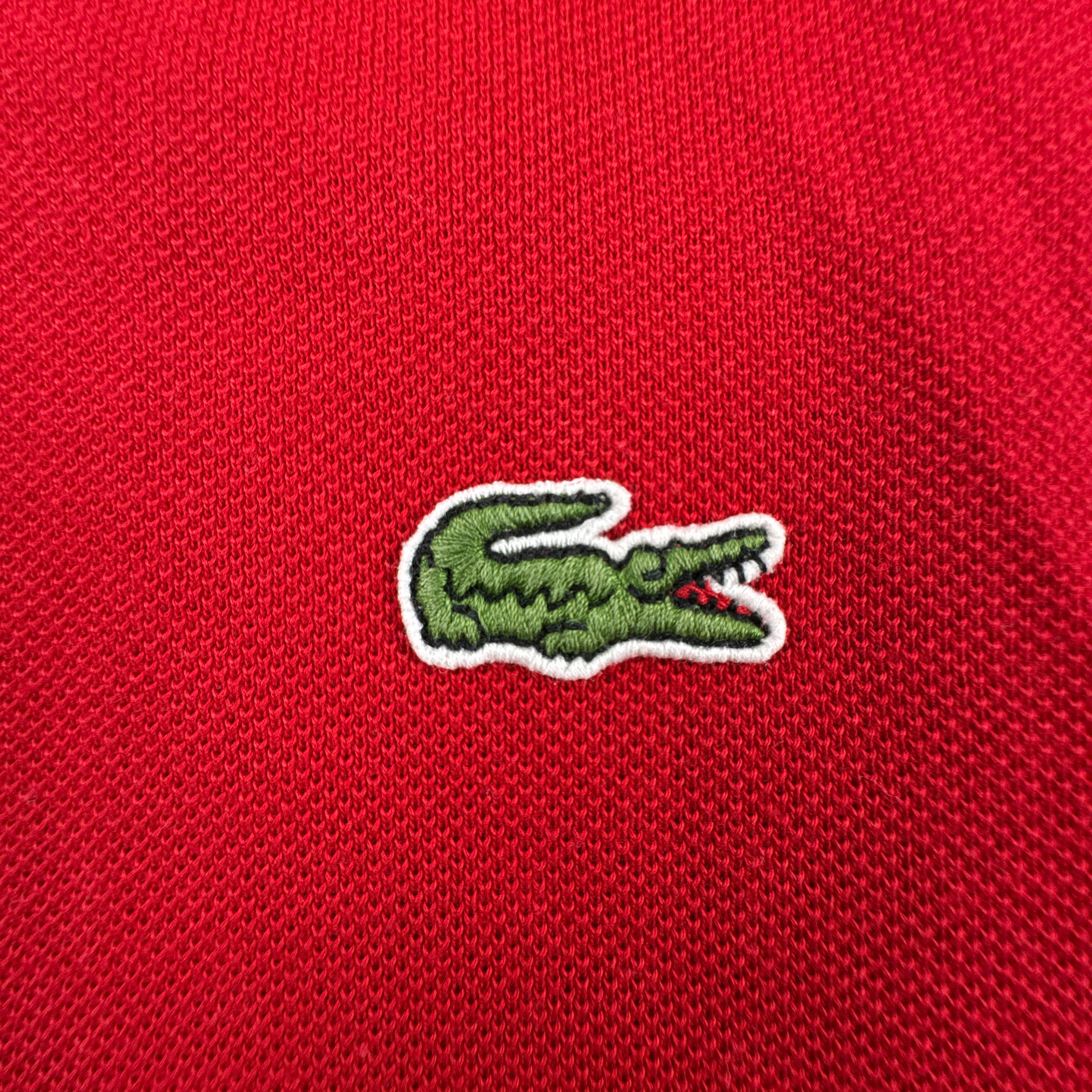 Polo Lacoste rossa e bianca a tinta unita in cotone - Taglia 4XL uomo